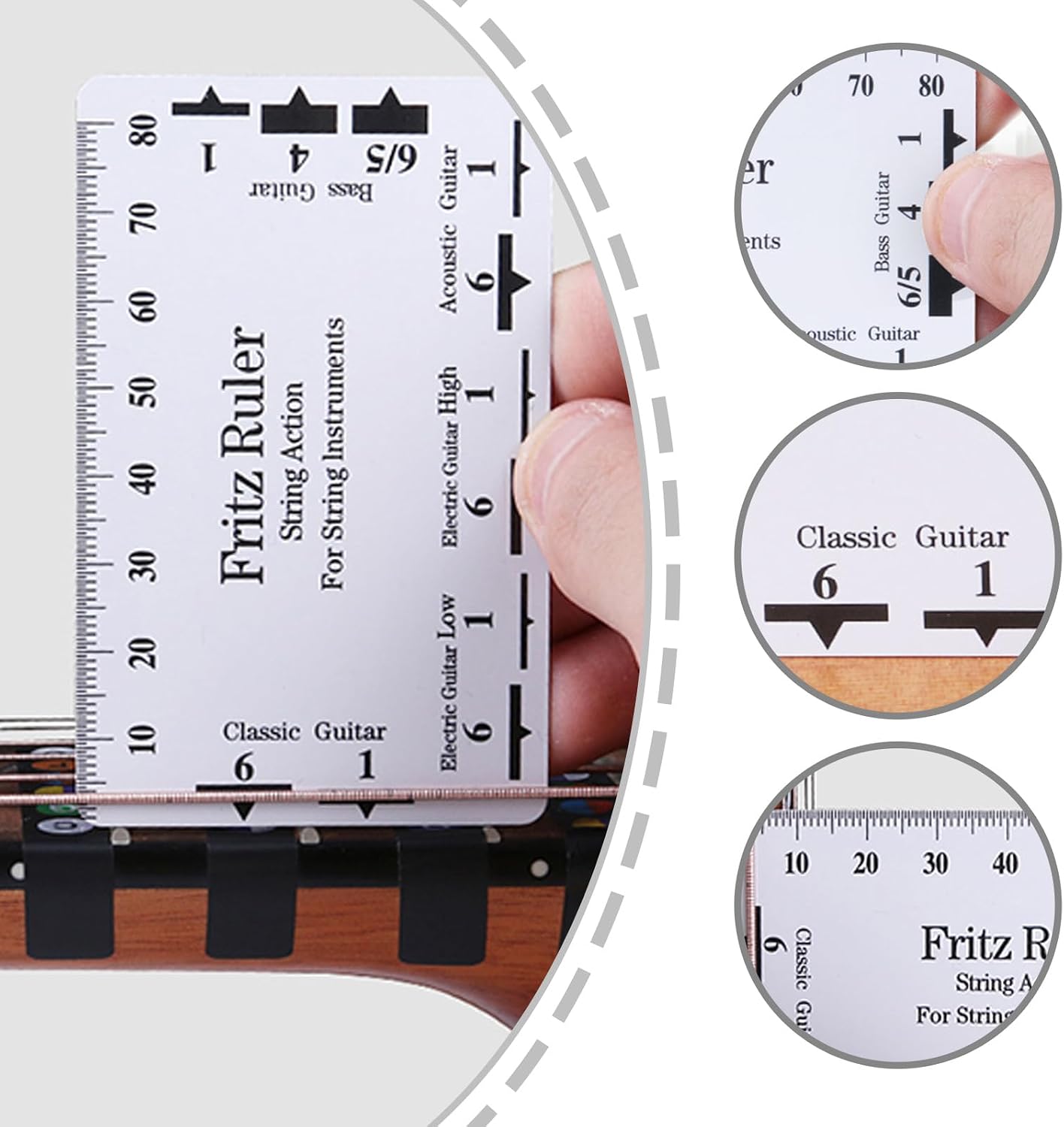Guitar String Action Gauge Ruler, Guitar Height Gauge, Set Up Repairing Luthier Tool for, Ukulele, Banjos String Action Ruler
