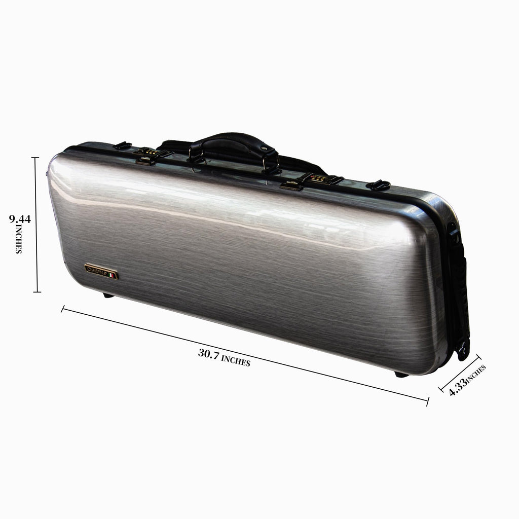 Christina 4/4 Full Size Violin case High-Strength Carbon Fiber Rectangular Violin Music Bag With Combination Lock and Extra Bag White Violin Hard Case (VB-Square-White Stripe spot)