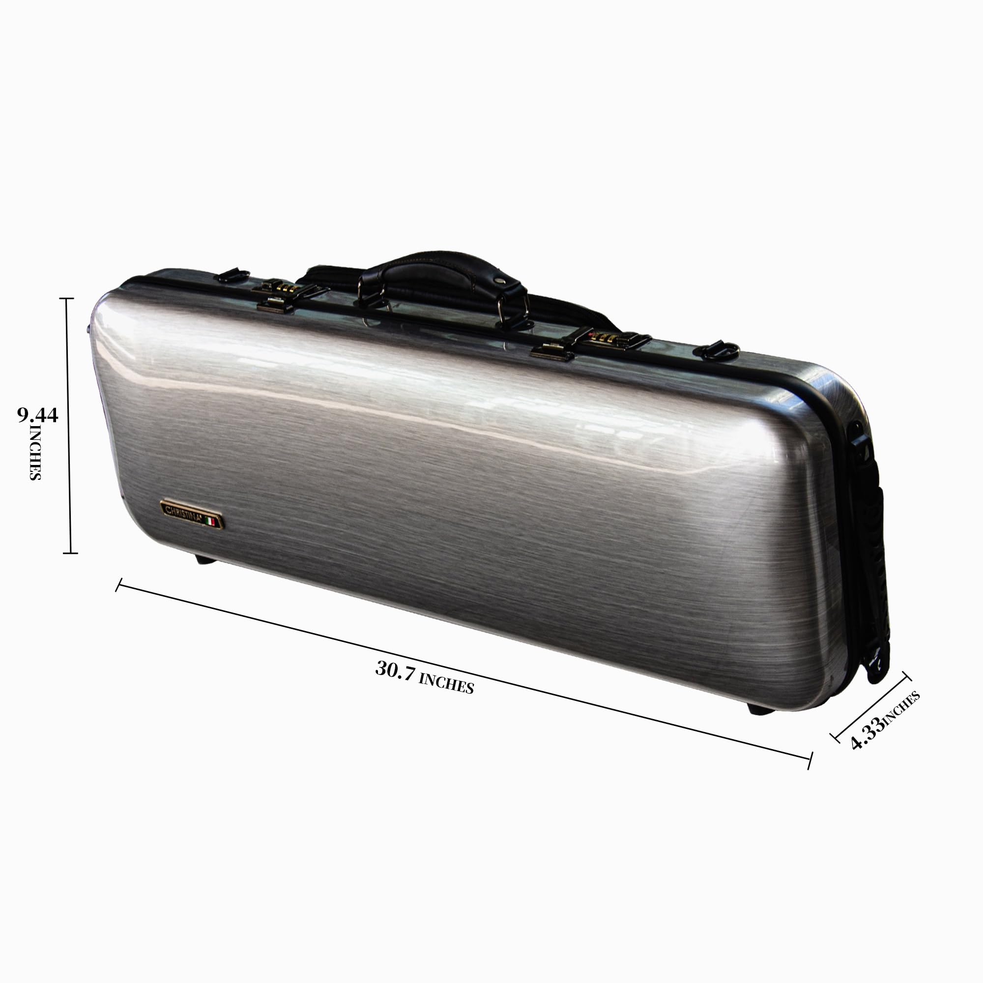 Christina 4/4 Full Size Violin case High-Strength Carbon Fiber Rectangular Violin Music Bag With Combination Lock and Extra Bag White Violin Hard Case (VB-Square-White Stripe spot)