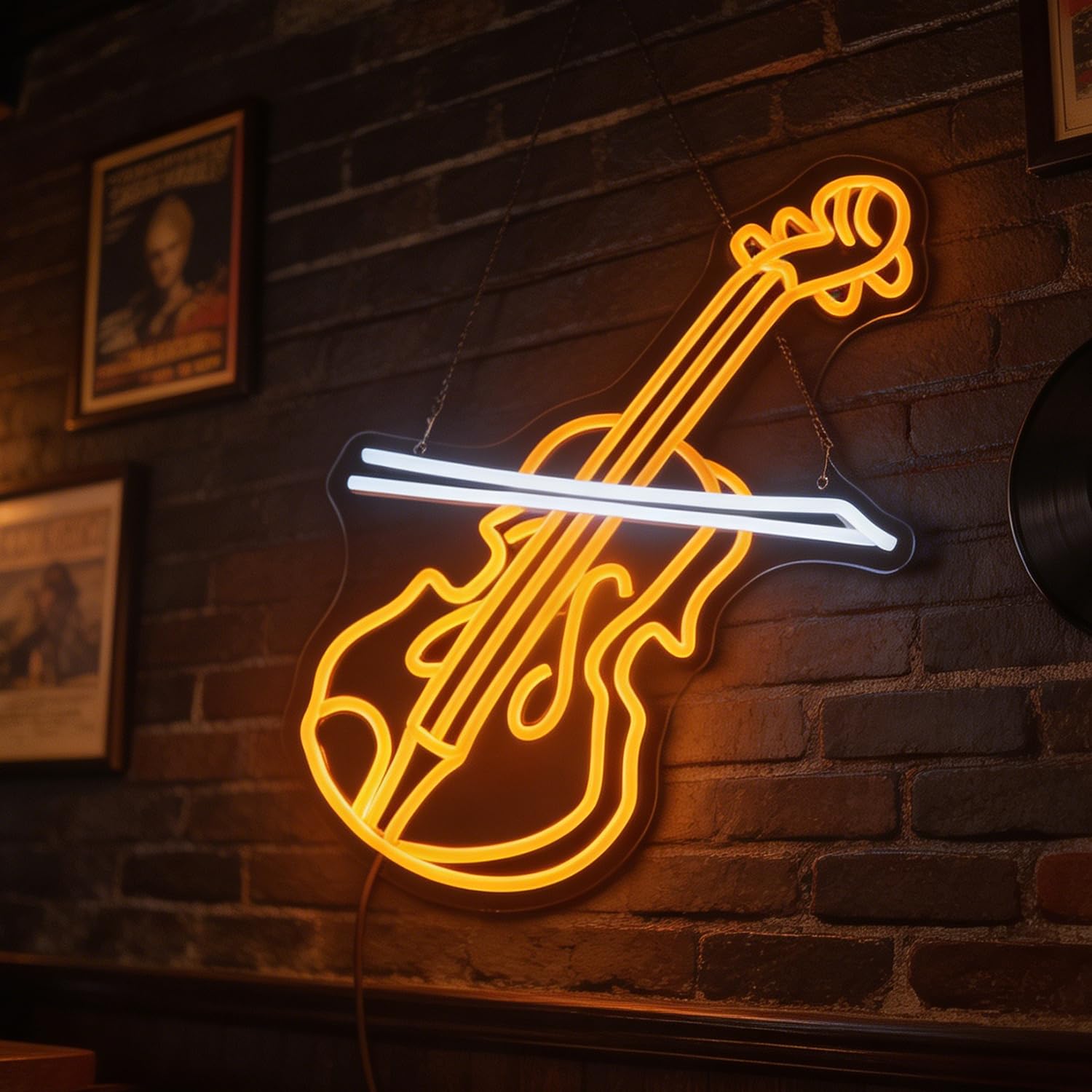 Violin LED Neon Sign, Music Player Neon Signs, Music Instrument Wall Room Bedroom Game Room Art Decor, Violin Enthusiasts Artist Neon Light Wall Art Christmas Birthday Gift