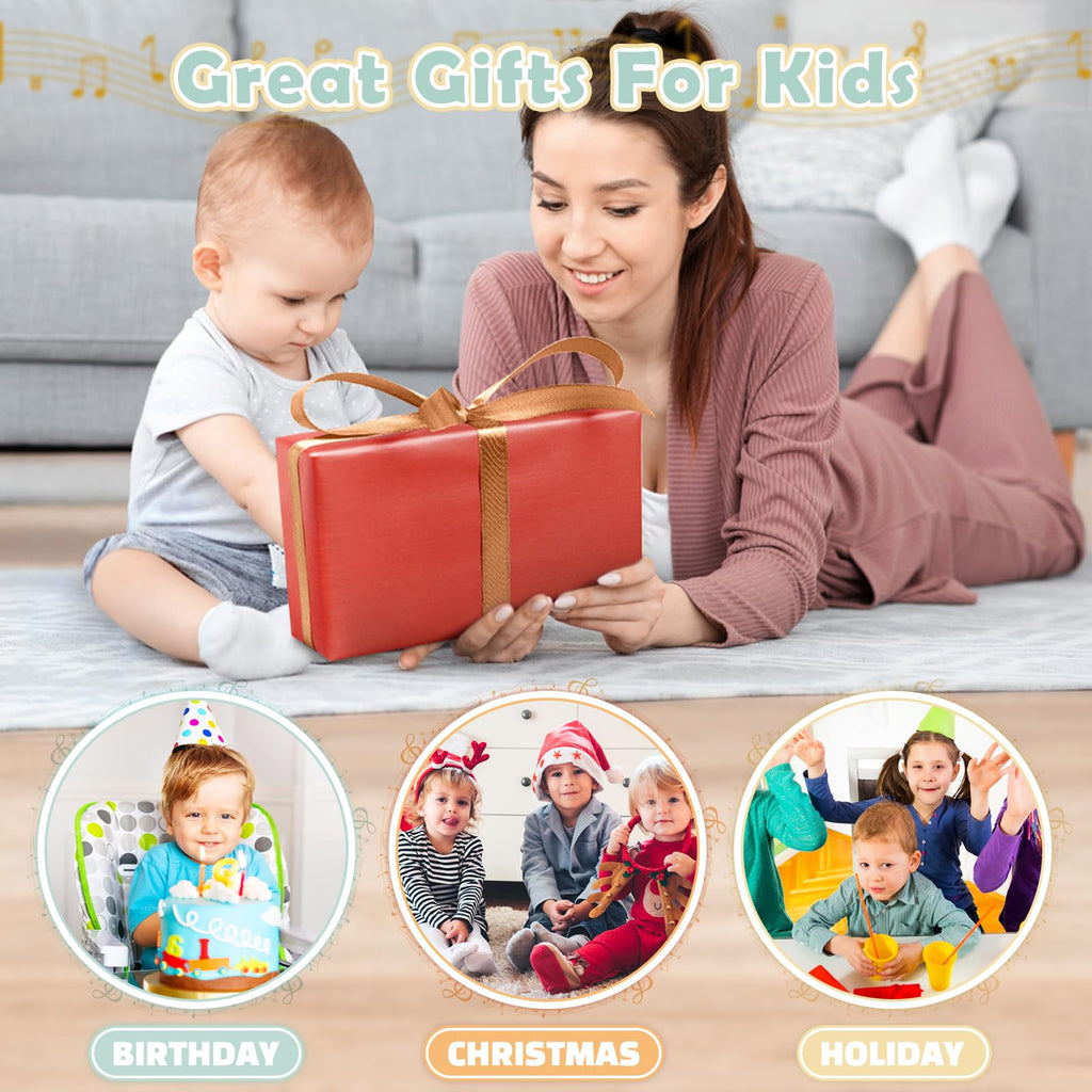 Musical Toys for 2 3 Year Old Boy Girl Birthday Gifts, 5 in 1 Montessori Musical Instruments for Toddlers 2-4 with Trumpet/Microphone/Flute/Harmonica, Preschool Learning Toys for Baby 18+ Months