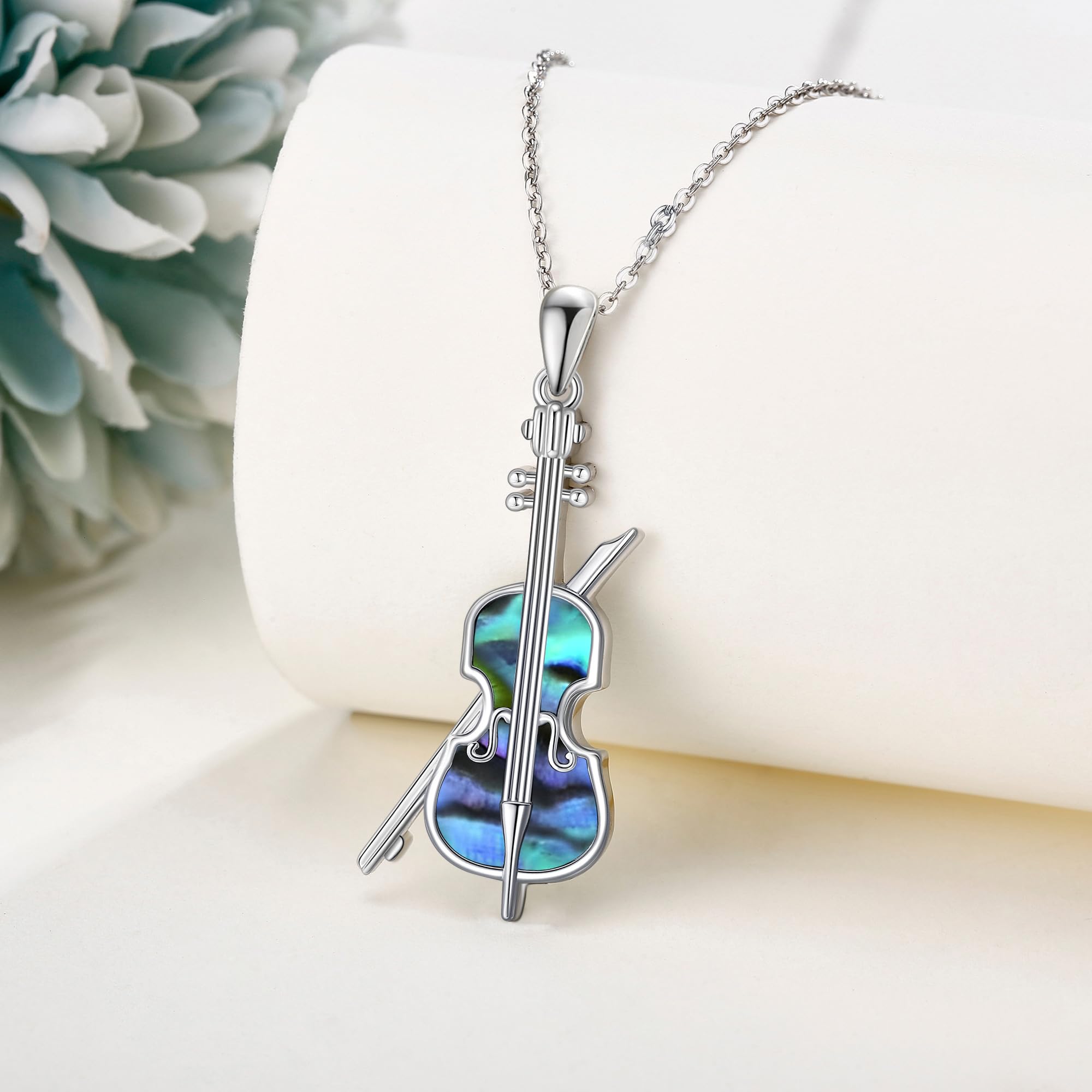 YAFEINI Violinist Cellist Gifts for Her 925 Sterling Silver Cello Violin Pendant Necklace Music Jewelry for Women Birthday Christmas Gifts