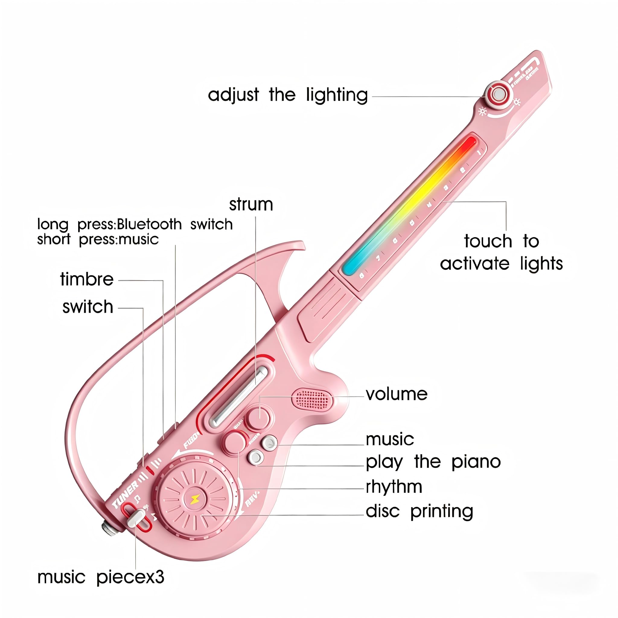 Kids Electric Stringless Musical Guitar Beginner Ages 5-9, Boy Toys Age 6-8 Gifts for 5 6 7 8 9 10 Year Old Boys Birthday Gift Ideas Cool Musical Instruments Toy Age 8-10 Years Old