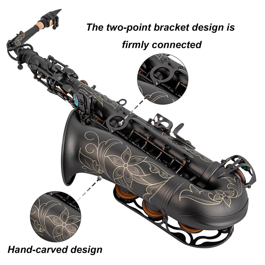 Alto Saxophone Eb beginner Saxophone includes brush canvas suitcase glove whistle piece cork plaster wipe cloth neck strap and other accessories (Gold)