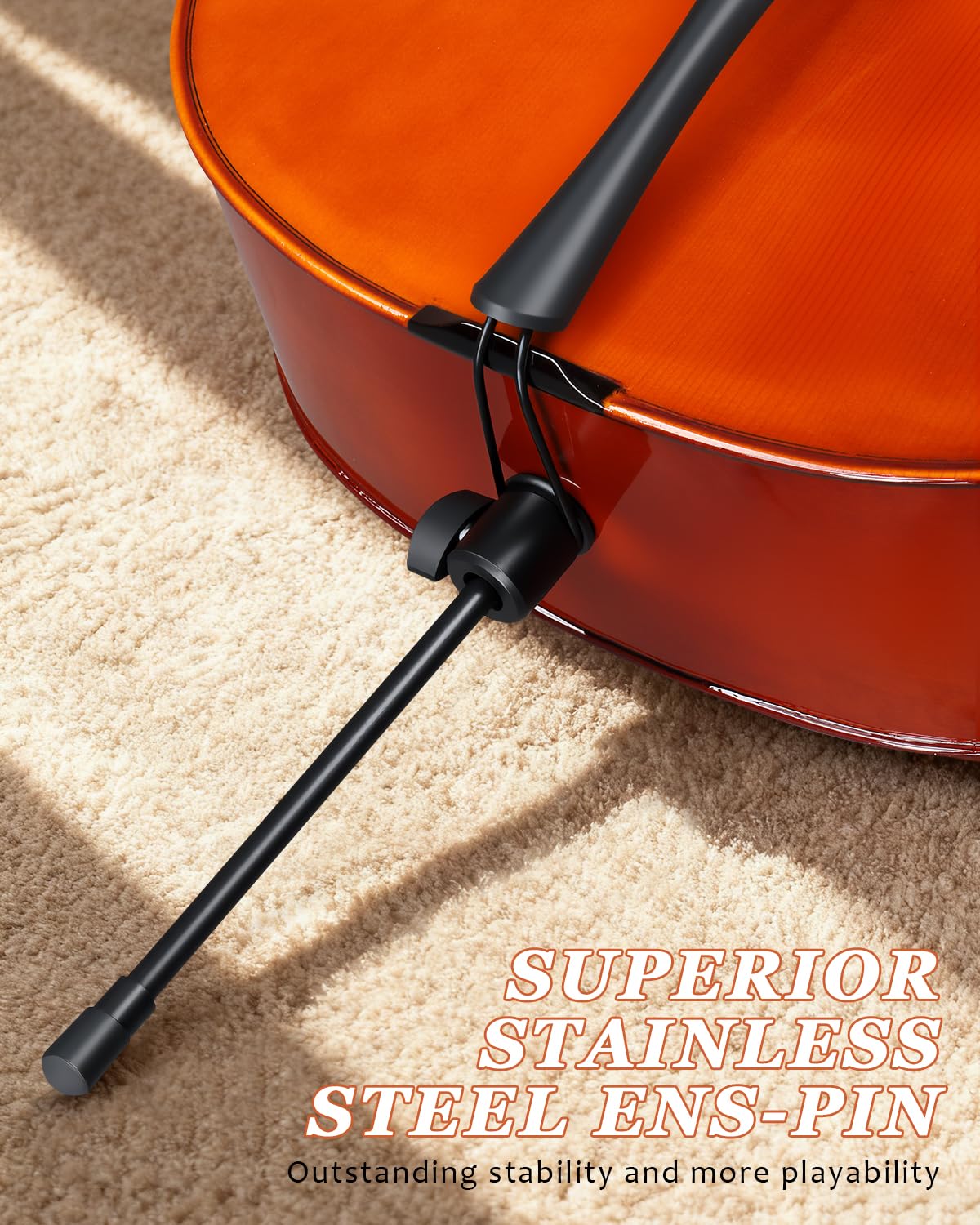 Ktaxon Full Size Cello, 4/4 Solid Wood Acoustic Cello with Sturdy Stand, Portable Bag, Premium Rosin and Extra String, Full Equipment for Intermediate Players (Varnish)