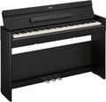Yamaha Arius Compact Upright Digital Piano Keyboard For Apartments and Small Spaces, 88-Key Weighted GrandTouch-E Action, Touch Response, Grand Piano Sound, 3-Pedal Unit in Black YDP-S56B
