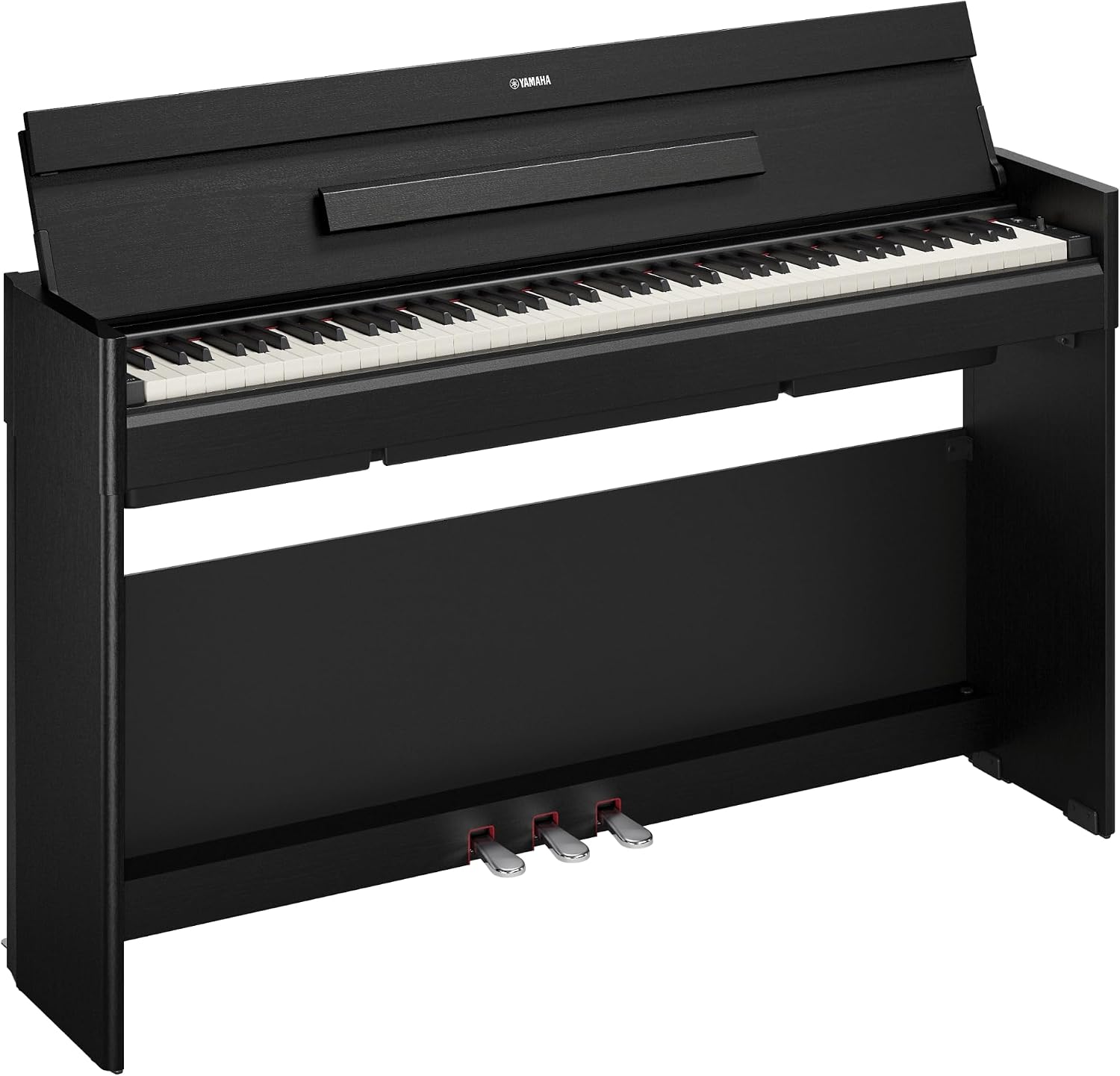 Yamaha Arius Compact Upright Digital Piano Keyboard For Apartments and Small Spaces, 88-Key Weighted GrandTouch-E Action, Touch Response, Grand Piano Sound, 3-Pedal Unit in Black YDP-S56B