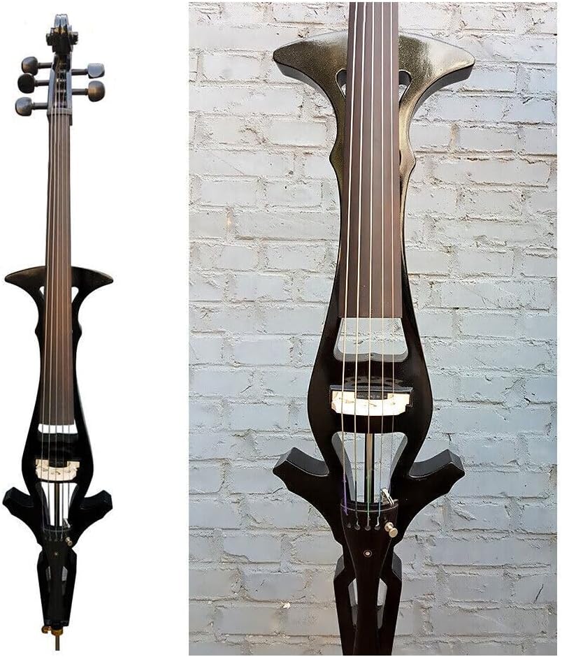 Yinfente Electric Cello 4/4 Full Size Solid Wood Ebony Fittings with Hard Bag Brizal Bow Aux Cable Cleaning Cloth (White)