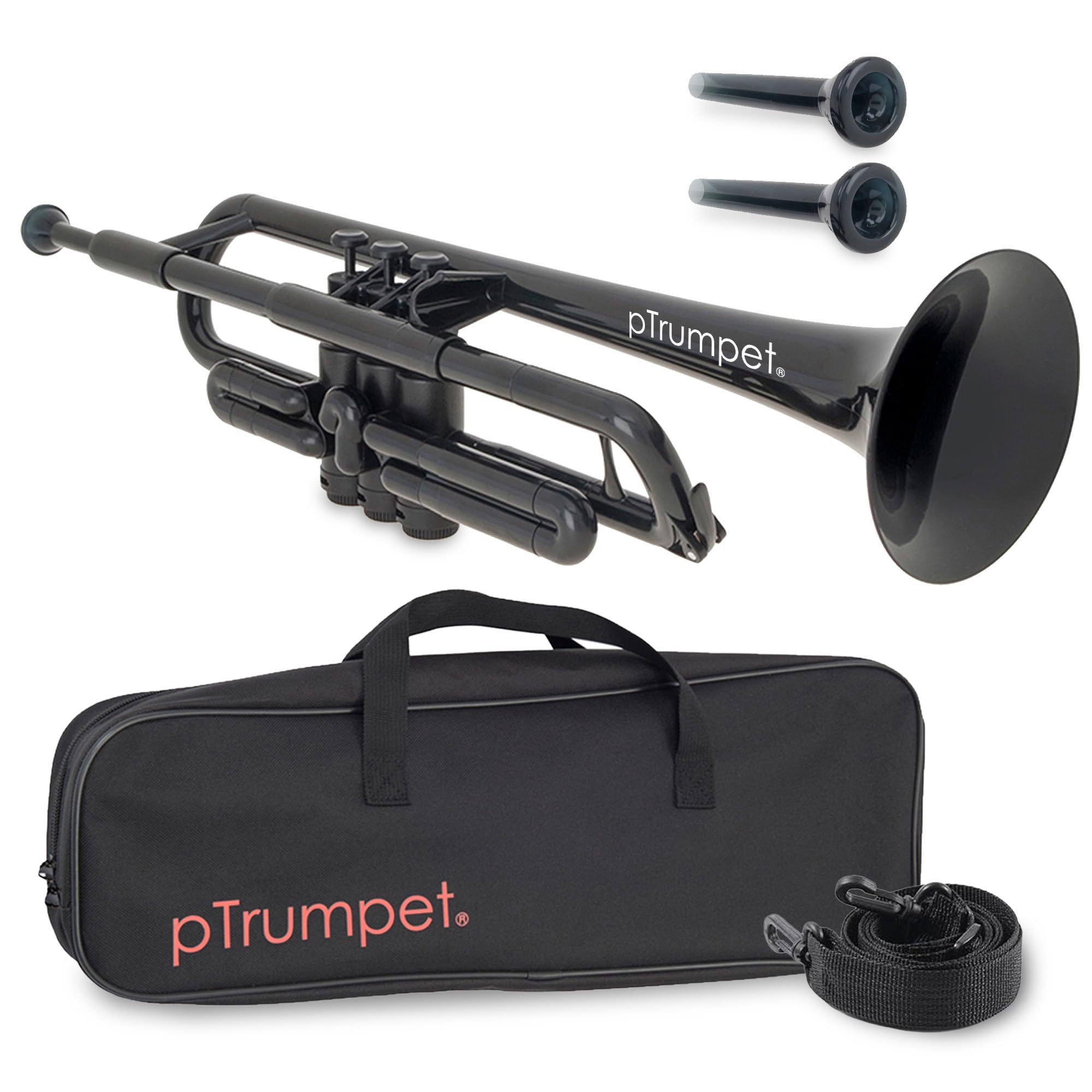 pTrumpet Bb Plastic Trumpet - Durable pInstruments Design with Ergonomic Grip - Includes 3C & 5C Mouthpieces and Carrying Bag - Authentic Sound for Students & Beginners - ABS Build - Green