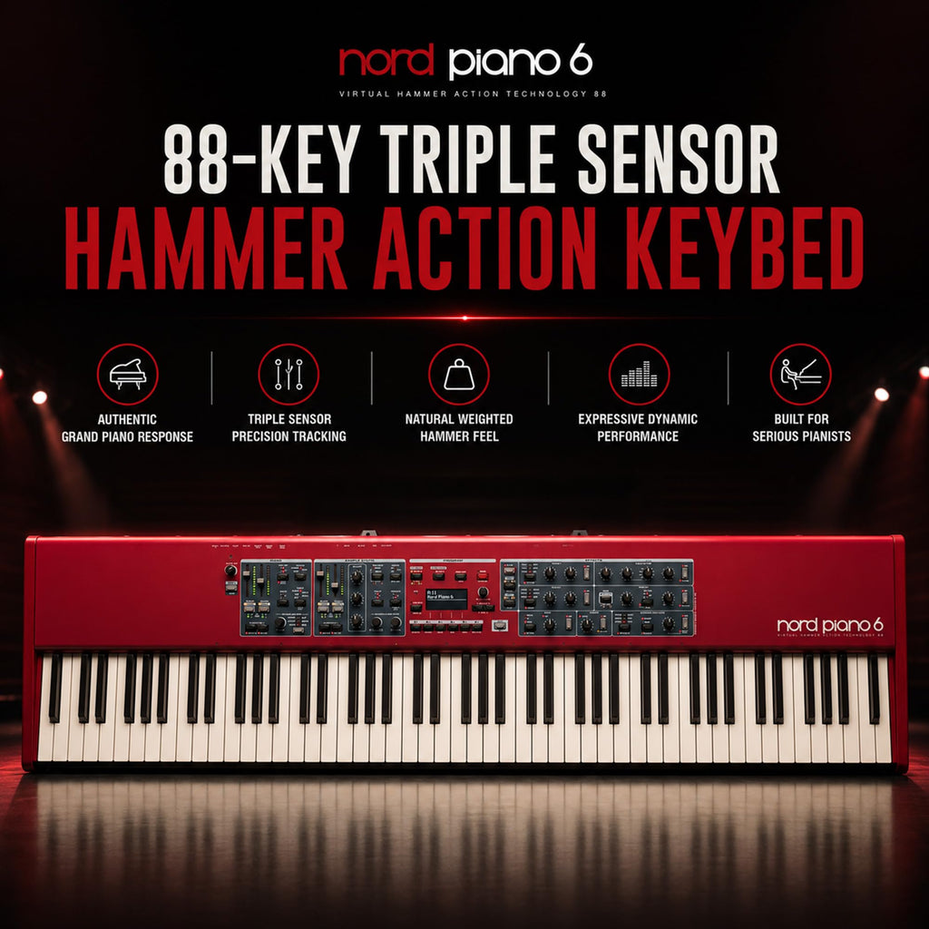 Nord Stage 4 88-Key Digital Piano Bundle with Adjustable Stand, Bench, Sustain Pedal, Headphones, Instrument Cable, and Austin Bazaar Polishing Cloth