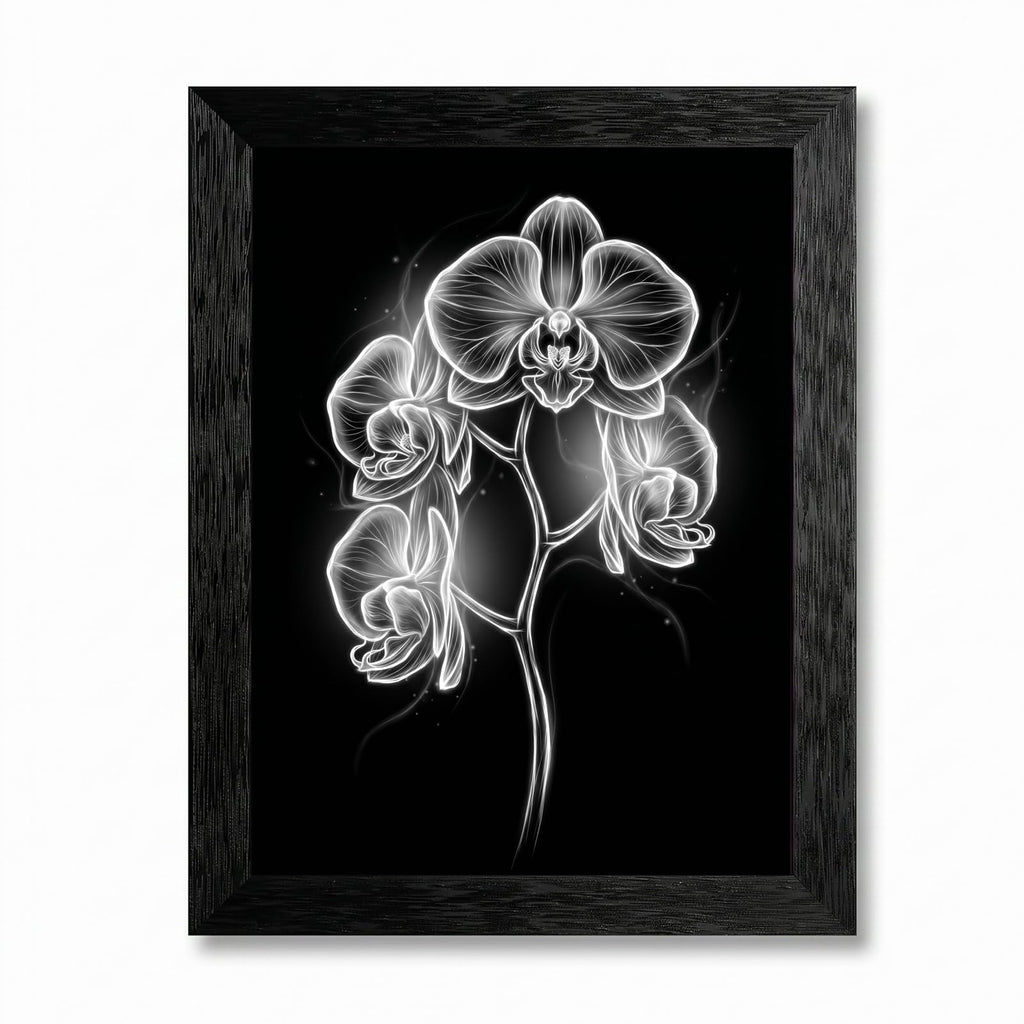 Framed Canvas Wall Art Minimalist Abstract Cello Musical Instrument Electric White Glowing Lines on Black Canvas Print Poster Black Frame Wall Decor for Music Room Studio Modern Art, Inch 24x36