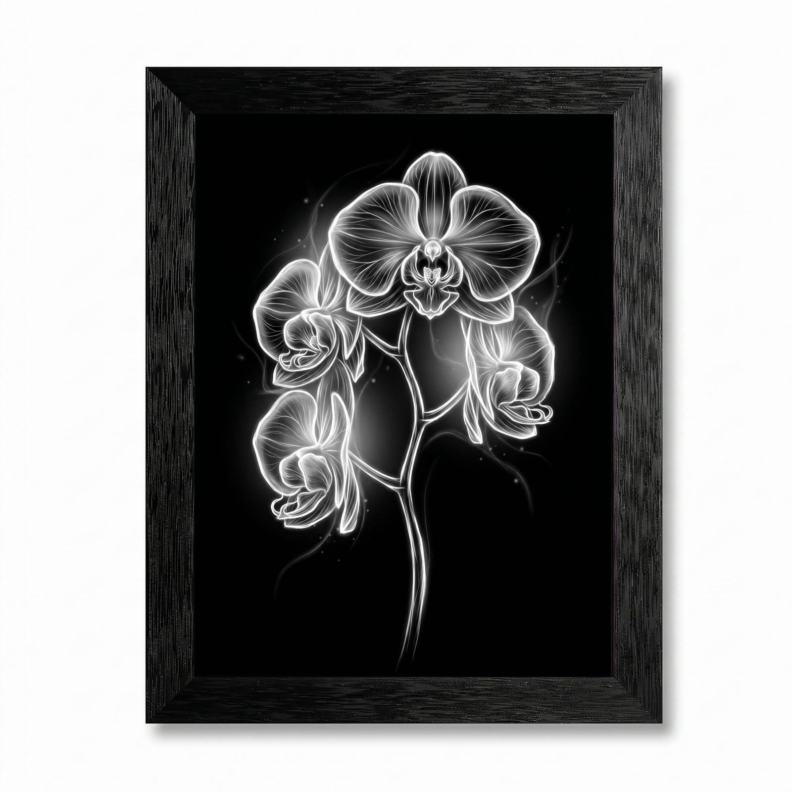 Framed Canvas Wall Art Minimalist Abstract Cello Musical Instrument Electric White Glowing Lines on Black Canvas Print Poster Black Frame Wall Decor for Music Room Studio Modern Art, Inch 24x36