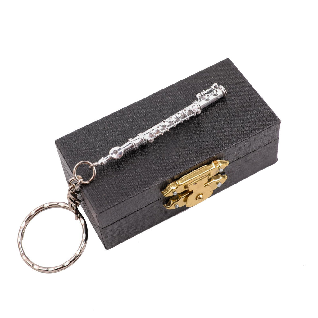 Miniature Musical Instrument Keychain with Case Brass Mini Collectible Figurines Replica Key Ring Birthday Gifts