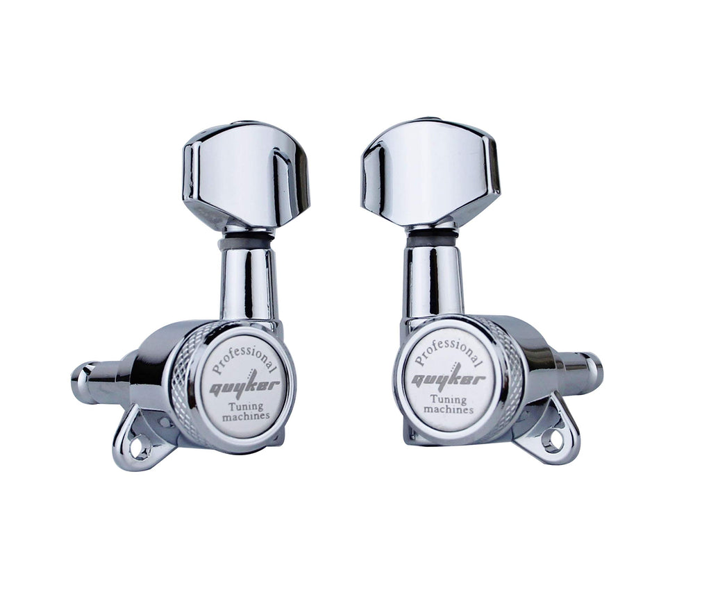 Guyker Guitar Locking Tuners (6 for Right) - 1:18 Lock String Tuning Key Pegs Machine Head with Hexagonal Handle Replacement for ST TL SG LP Style Electric, Folk or Acoustic Guitars - Chrome