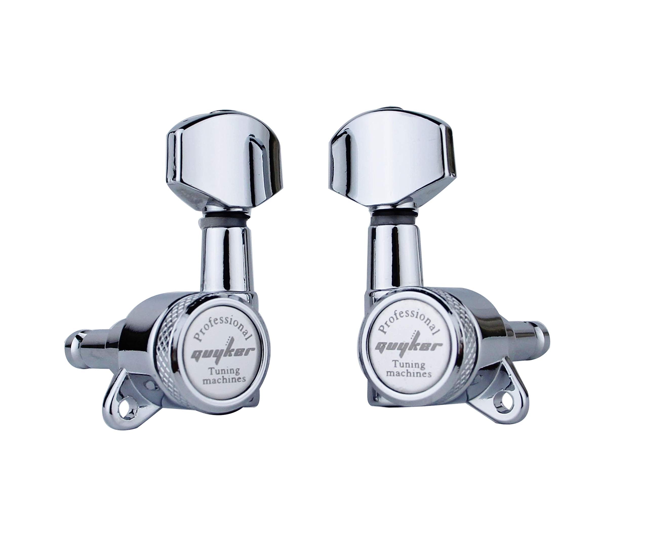 Guyker Guitar Locking Tuners (6 for Right) - 1:18 Lock String Tuning Key Pegs Machine Head with Hexagonal Handle Replacement for ST TL SG LP Style Electric, Folk or Acoustic Guitars - Chrome