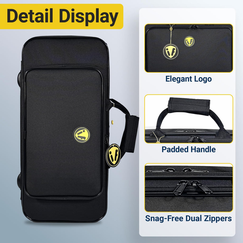 Contoured Trombone Case with Built-In Backpack Straps, Gig Bag | Omebaige Contoured Trombone Case: Built-In Backpack Straps, Impact-Resistant Foam Velvet Interior, 600D Nylon Design.