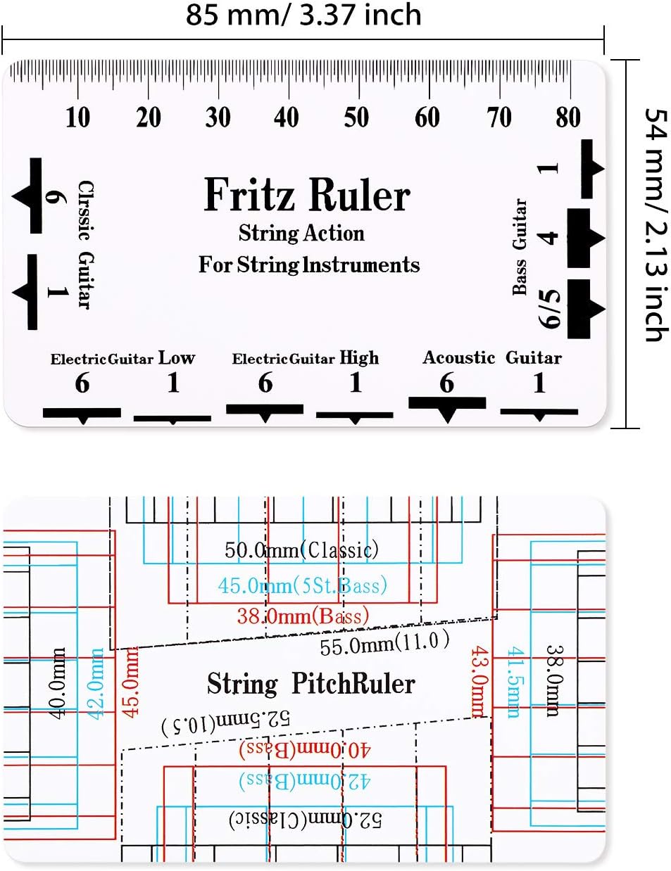 Frienda set of 3 Notched Neck Straight Edge Guitar Luthiers Tool, String Action Ruler Gauge, Fret Rocker String Height Gauge for Most Guitar Fretboards