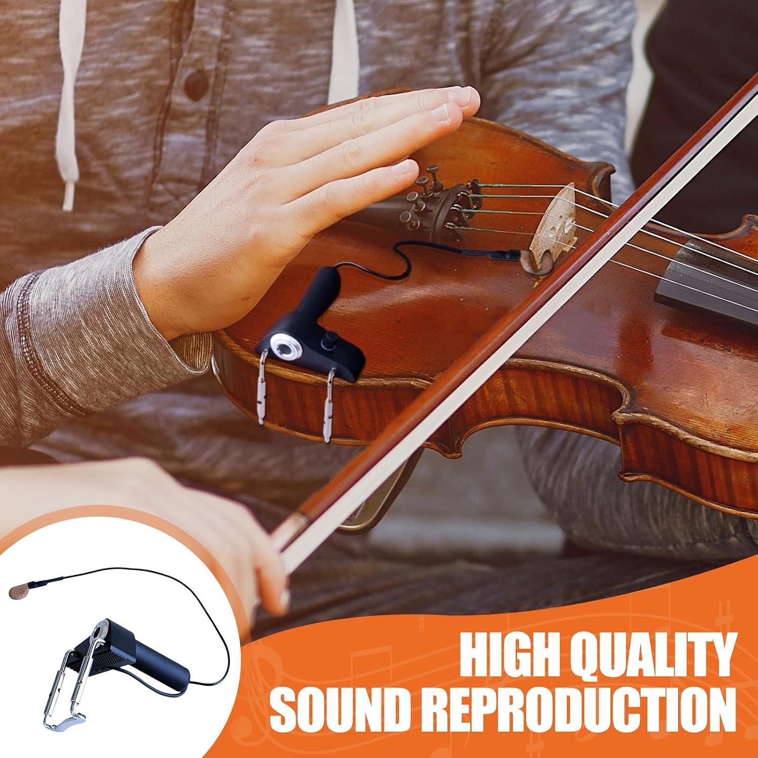 Vaveren Piezo Contact Microphone Pickup with Volume Control Portable Wireless Violin Pickup Professional Piezo Transducer Pickup with Cable for Guitars Mandolin Banjo Bass