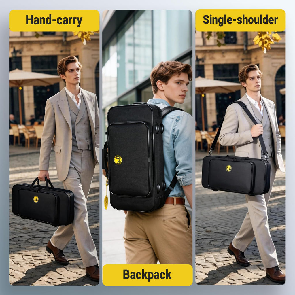 Contoured Trombone Case with Built-In Backpack Straps, Gig Bag | Omebaige Contoured Trombone Case: Built-In Backpack Straps, Impact-Resistant Foam Velvet Interior, 600D Nylon Design.