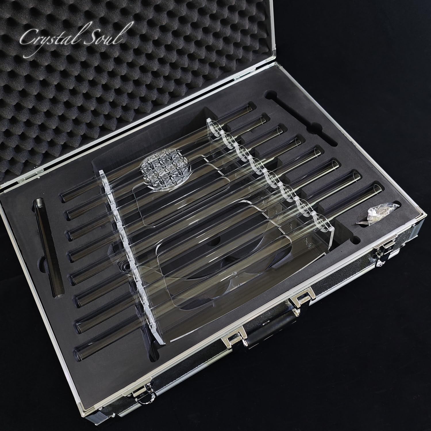 Crystal Soul Crystal Harp Sound Healing Instrument 432Hz 8 Notes C5-C6 | 99.99% Natural Quartz,Perfect Pitch,Handheld Available,Nature's Frequency,Relaxing,with Bag,For Sound Bath Meditation