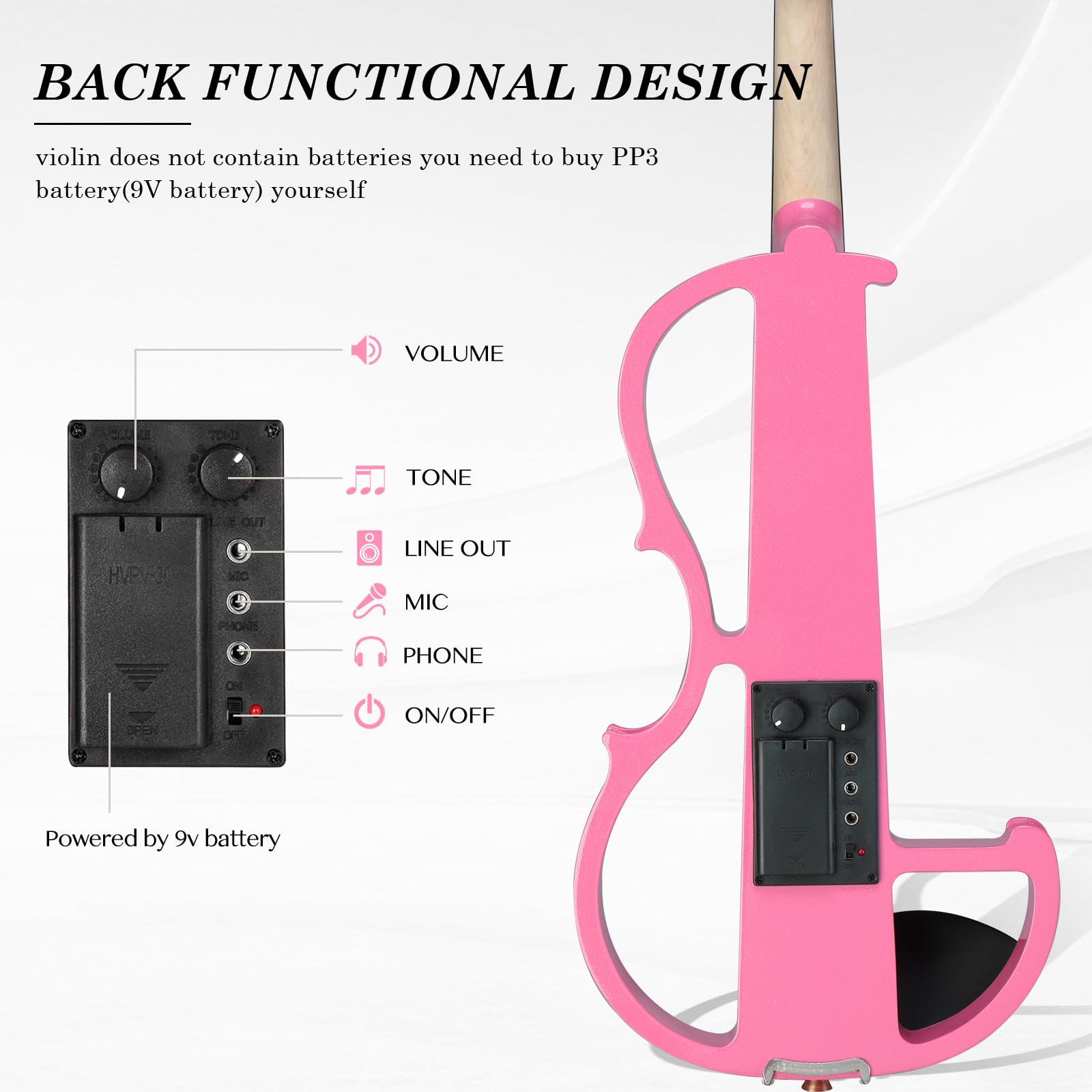 Ktaxon Full Size Electric Violin, 4/4 Acoustic Silent Electric Violin for Beginner Adults Teens with Ebony Fittings, Case, Bow, Headphone, Rosin and Extra String (Black)