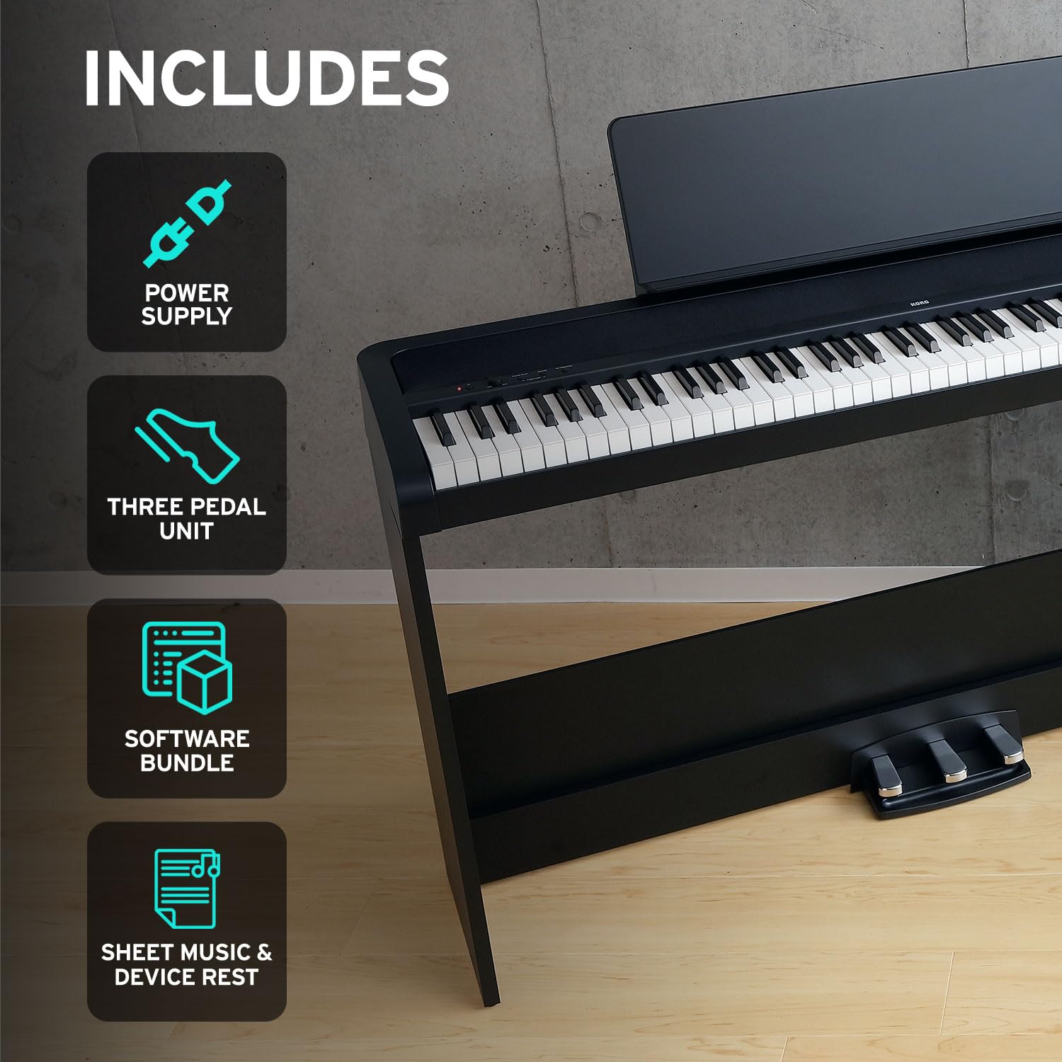 Korg B2 88-Key Digital Piano w/stand; Audio/MIDI USB; Software Included - White