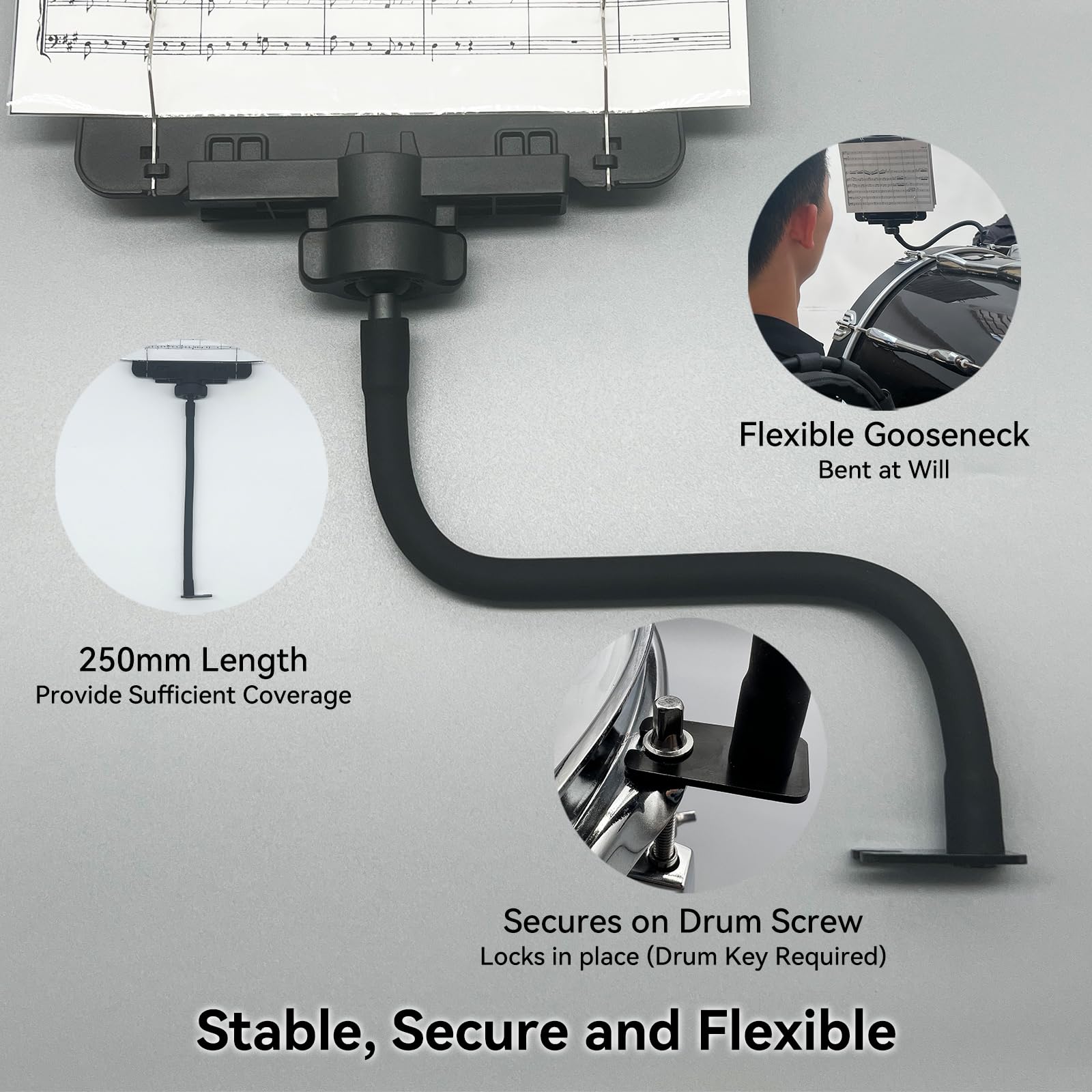 Trumpet Lyre TC10, Adjustable Marching Band Lyre for Trumpet with Flip Folder, Includes 10 Refill Sleeves