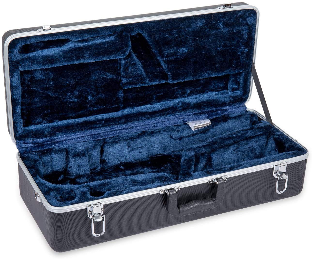 Crossrock Trumpet Case for Bb Horn | Textured Blue Finish with Velvet Interior, Security Lock, Metal Feet & Detachable Strap (CRA861TRBL)