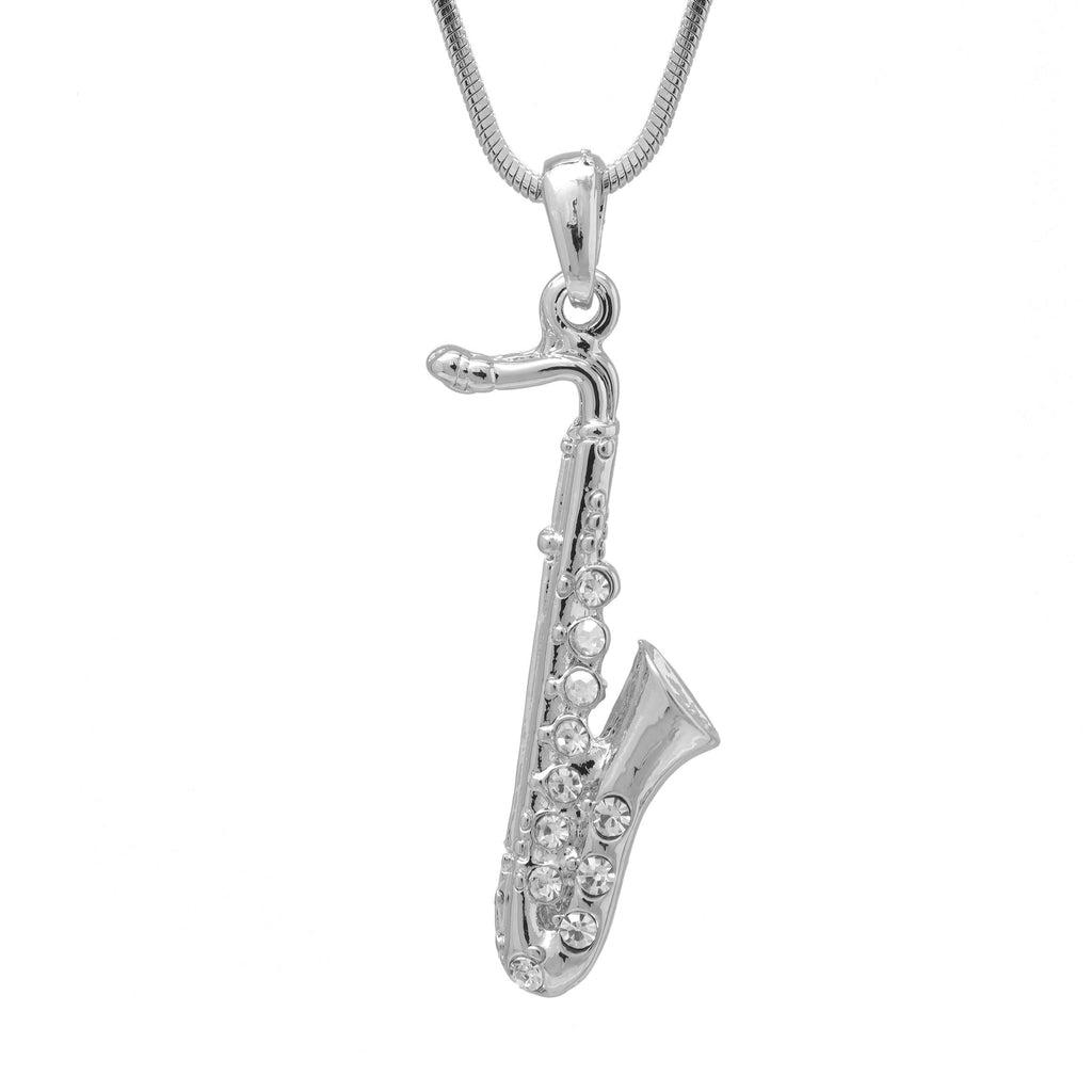 Spinningdaisy Saxophone Necklace for Women Men, Gold or Silver Plated