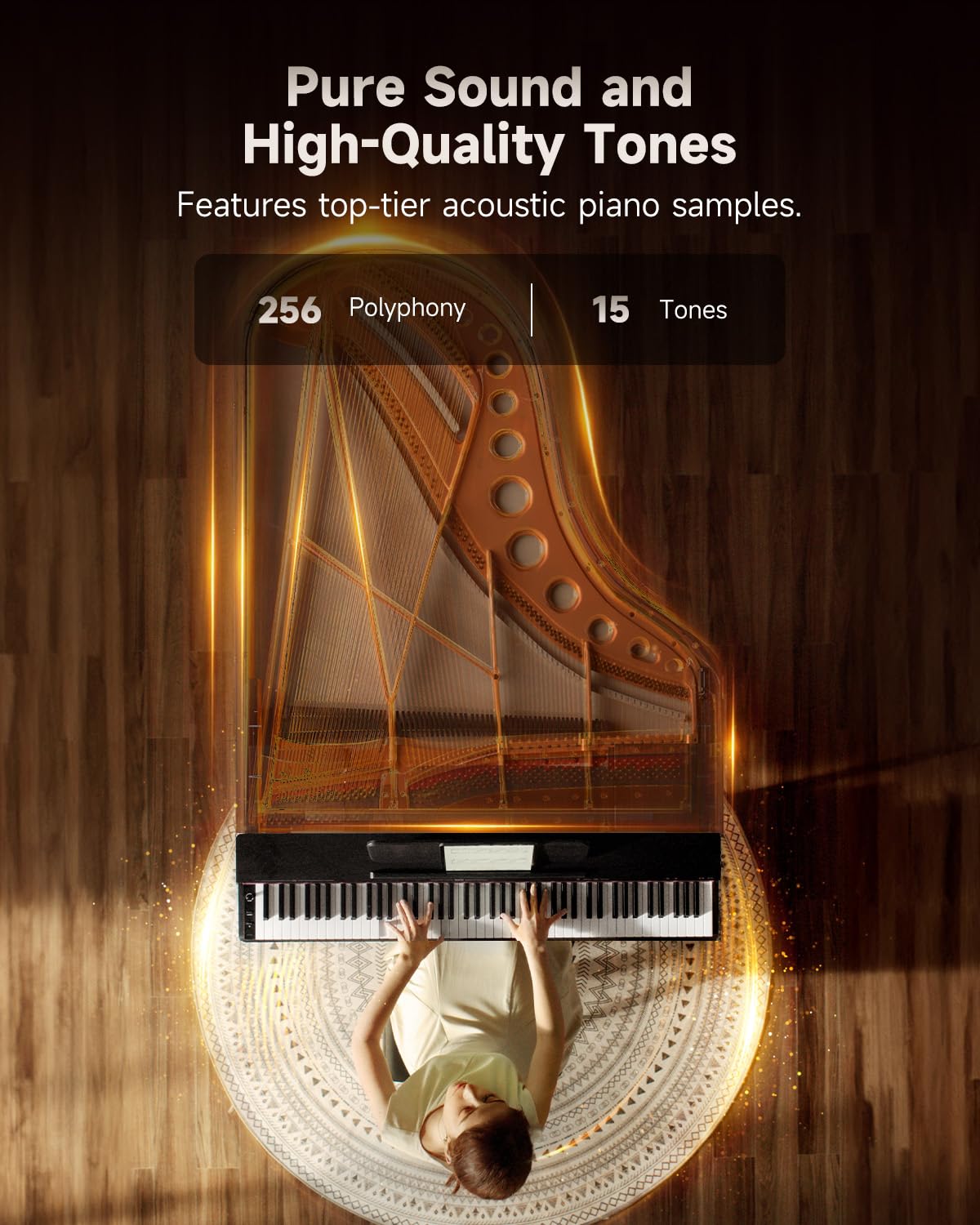 Donner OURA S100 Digital Piano with 88 Key Graded Hammer Weighted Keyboard for Beginner, Full Size Electric Piano Keyboard with Bluetooth, 3 Original Demos, LOCAL OFF, 2×10 W, Piano Three Pedal,White