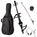 Electric Cello 4/4 Full Size Ebony Fittings with Lightweight Cello Bag, Headphones, Bow, Bridge, Rosin, Cello for Beginners Adults(Metallic Black) (Metallic Red Peach Heart -Cellos)