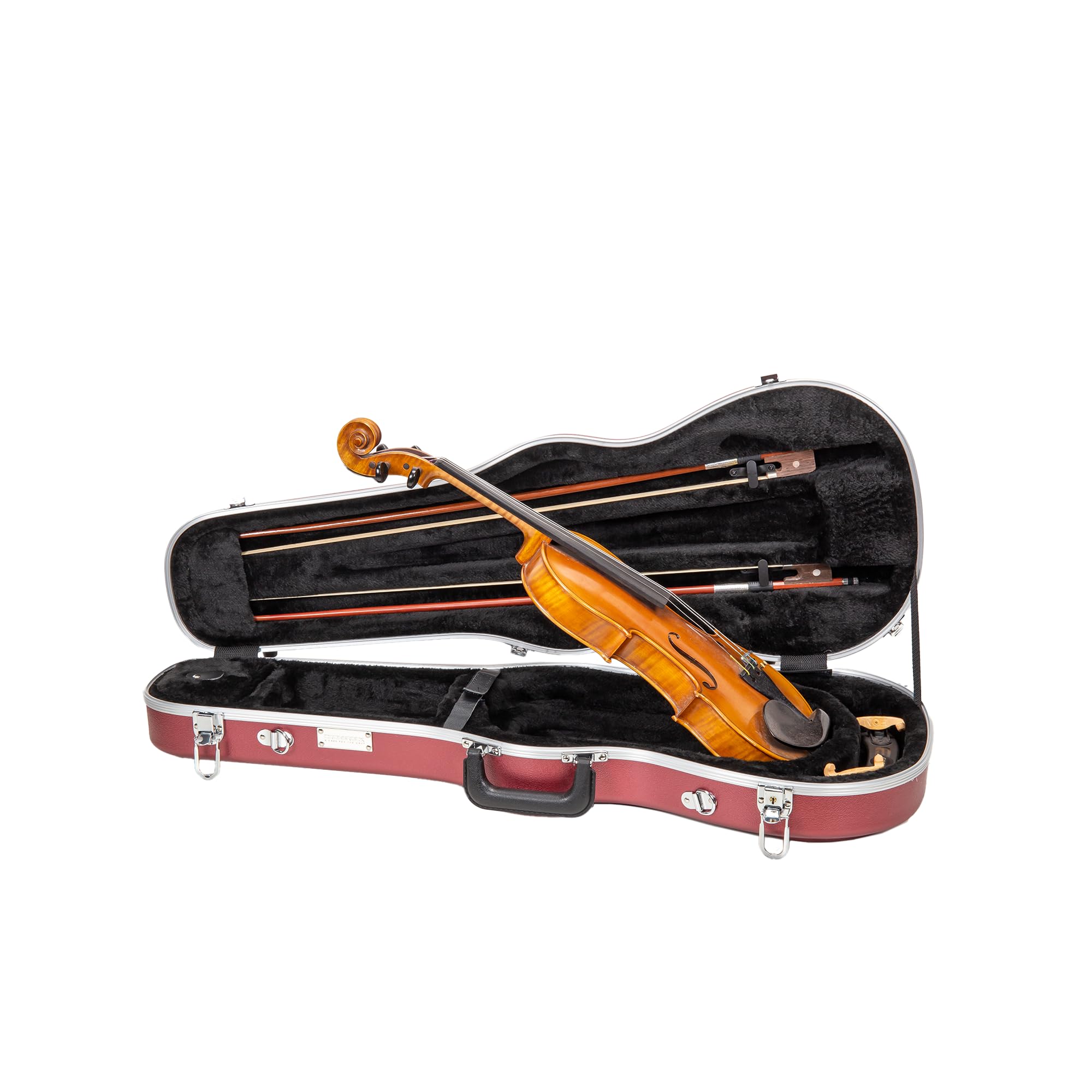 Crossrock Shaped Violin Case for 4/4 Full-Size Violin | Interior Accessory Compartment, 2 Bow Holders, Security Lock, Detachable Shoulder Straps - Black (CRA880VFBK)
