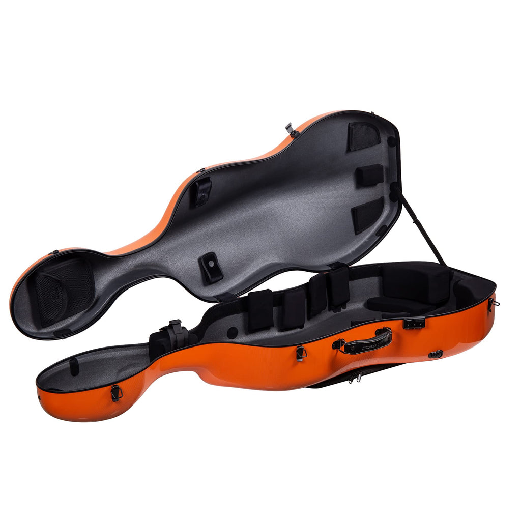 Crossrock Carbon Fiber Case fits for 4/4 Full Size Cello with Removable Shoulder Straps-Black(CRF3020CEFBK)