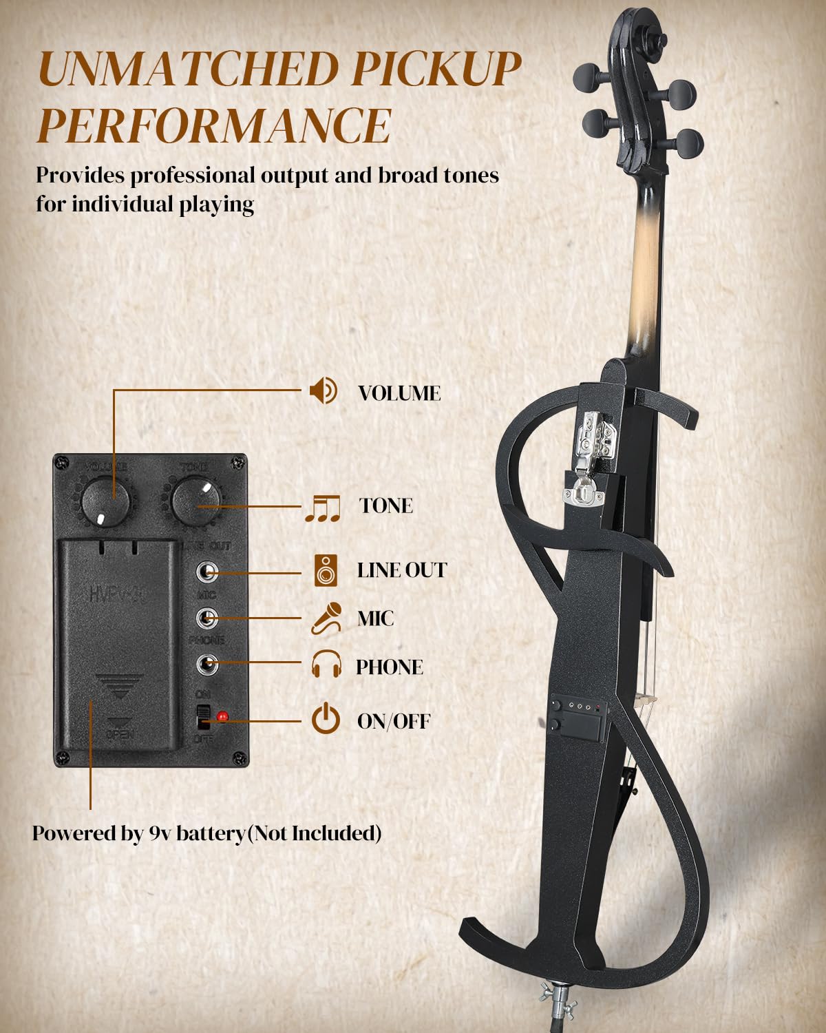 Ktaxon Foldable Electric Cello 4/4 Full Size Silent Cello with Portable Bag, Stereo Headphones, Premium Cable & Rosin, Professional Bow and Bridge for Adult Beginner(Foldable Z Style)