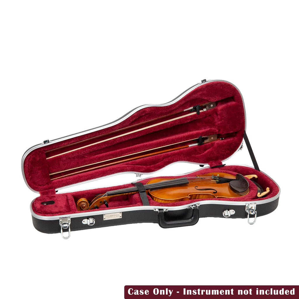 Crossrock Shaped Violin Case for 4/4 Full-Size Violin | Interior Accessory Compartment, 2 Bow Holders, Security Lock, Detachable Shoulder Straps - Black (CRA880VFBK)