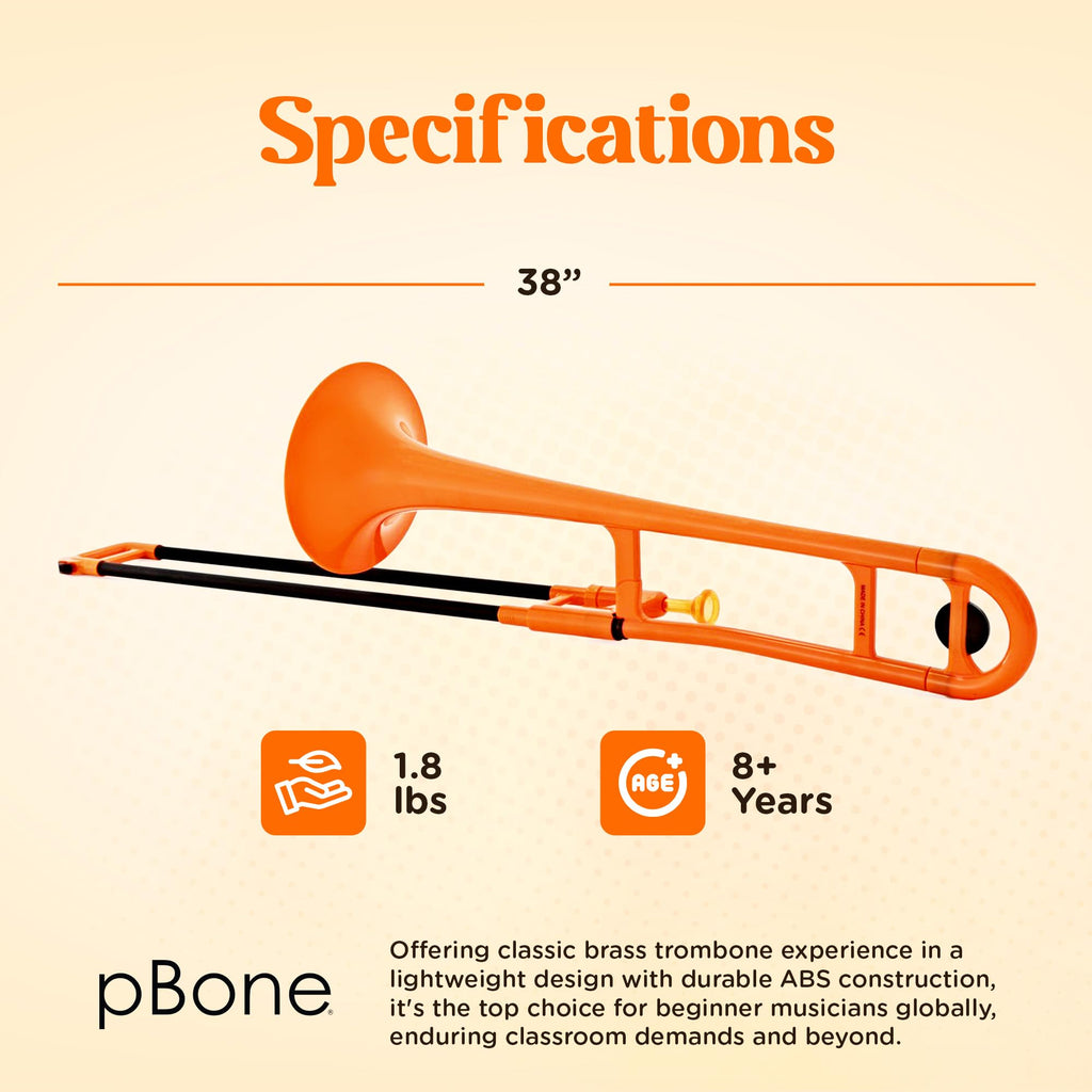 pBone Bb Plastic Trombone - Lightweight pInstruments Design with Ergonomic Grip - Includes Mouthpieces & Carrying Bag - Authentic Bb Sound for Students & Beginners - Durable ABS - Purple