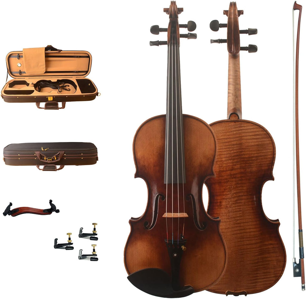 MV7000 Gua 1741 "Vieuxtemps" Copy 4/4 Full size Handmade violin,One piece back!Skillfull oil antique varnish !Professional with Oblong case,shoulder Rest&Bow