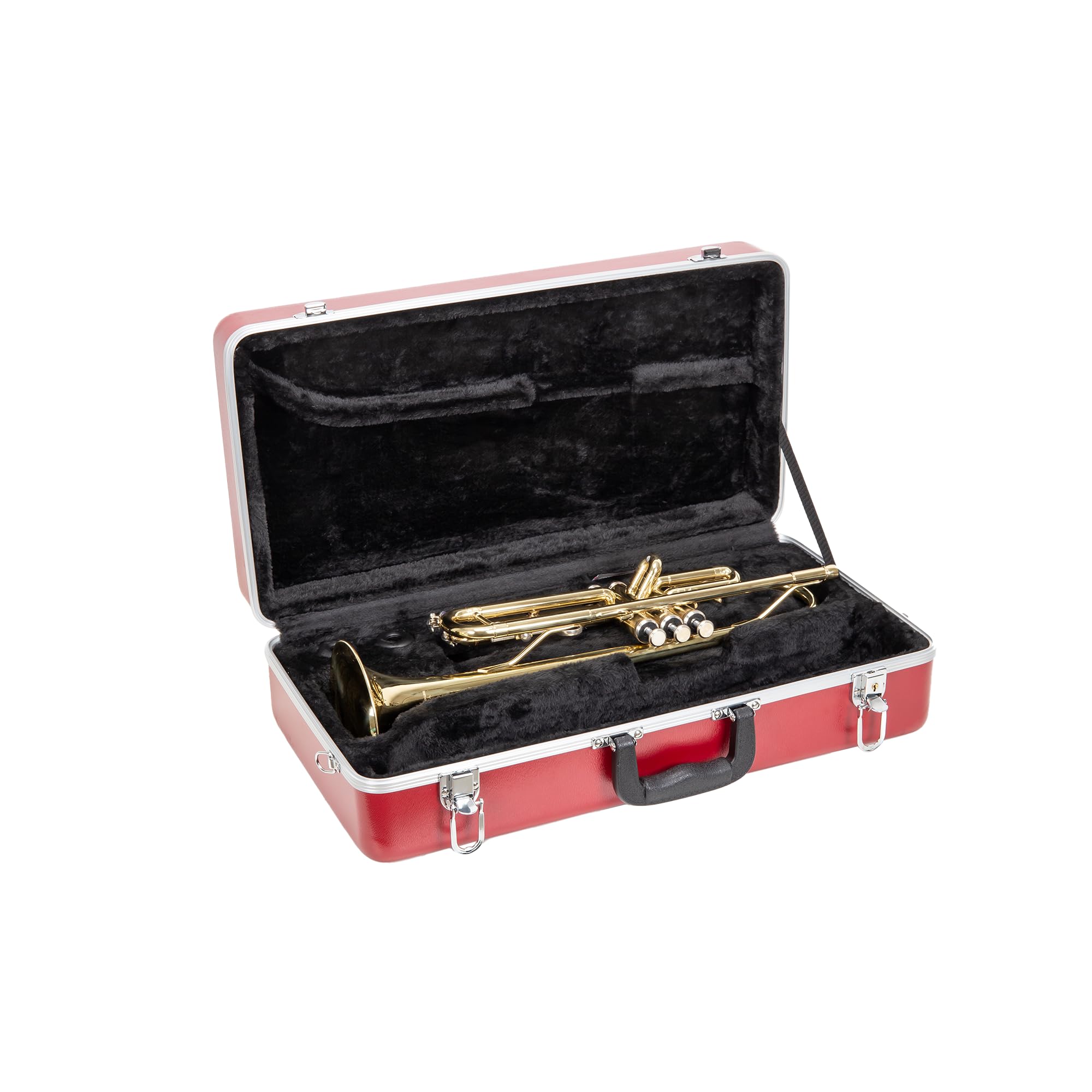 Crossrock ABS Trumpet Case for Bb Horn | Red Finish, Black Velvet Interior, Security Lock, Metal Feet & Detachable Strap