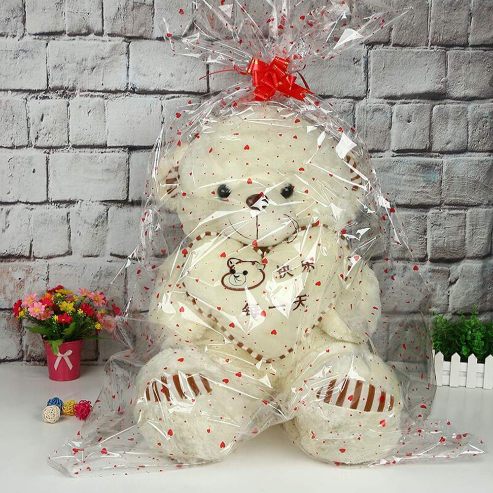 Morepack Large Cello/Cellophane Bags,30x 40 Inches Clear Basket Bags OPP Plastic Cellophane Wrap for Gift Baskets Packaging 20 Pieces (No Bow or Ribbon Included)