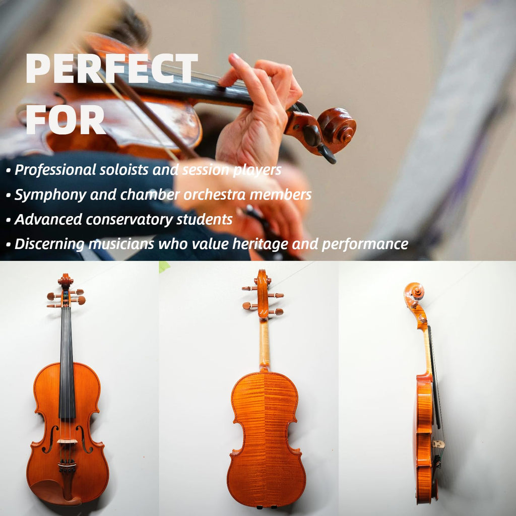 Master 4/4 Full-Size Violin | Hand-Varnished with 20+ Year Aged Italian Spruce & Bosnian Maple | Professional Orchestra Instrument for Professional soloists and session players (VIO1328)