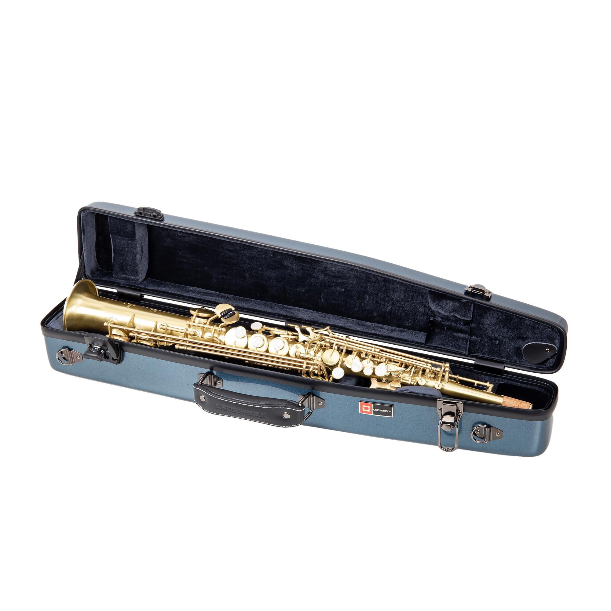 Crossrock Pro-Grade Straight Soprano Saxophone Case | Crimson Red Gloss, TSA Lock, Elite Protection, Detachable Backpack Straps, Accessory Pocket for Professional Musicians