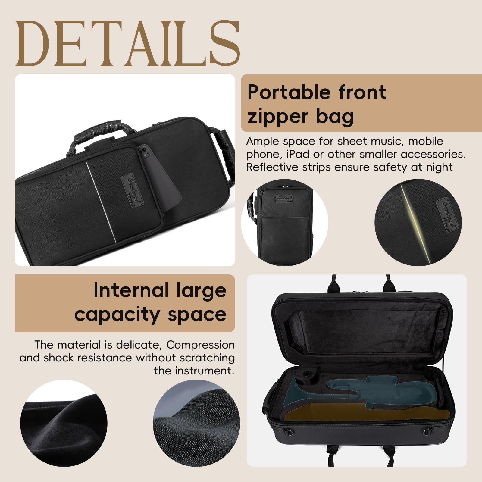 BGR Rectangular Trumpet Case, Built-in Backpack Straps Gig Bag | Durable trumpet case with reinforced protection, accessory storage and comfortable carrying for performances and travel.
