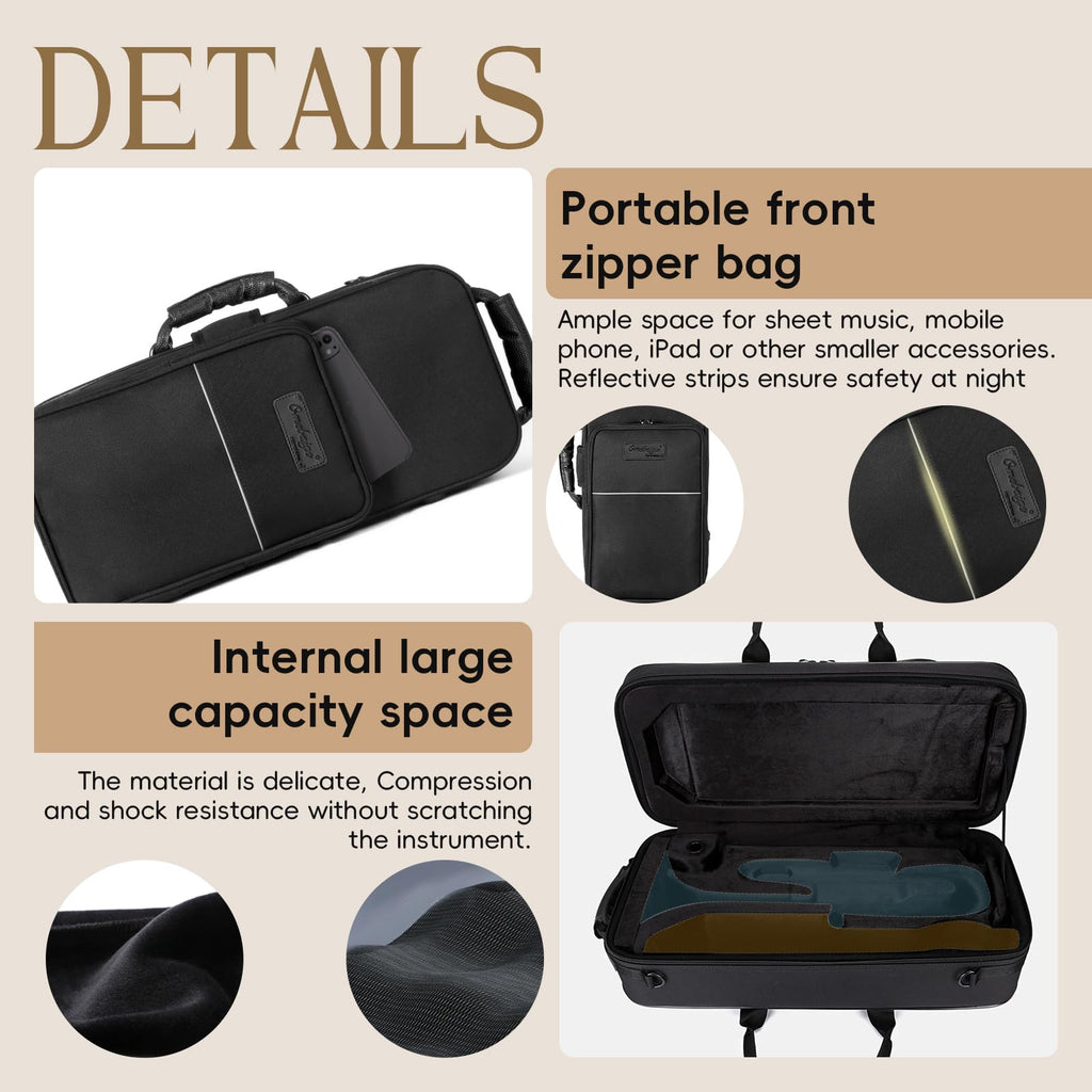 BGR Rectangular Trumpet Case, Built-in Backpack Straps Gig Bag | Durable trumpet case with reinforced protection, accessory storage and comfortable carrying for performances and travel.