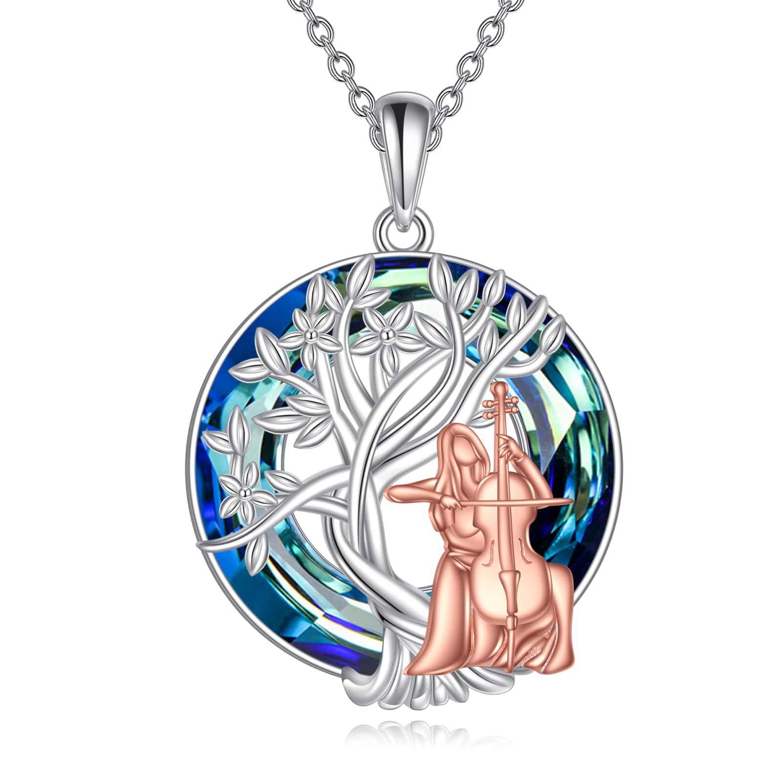 YFN Tree of Life Necklace Sterling Silver Crystal Jewelry Graduation Birthday Gifts for Women