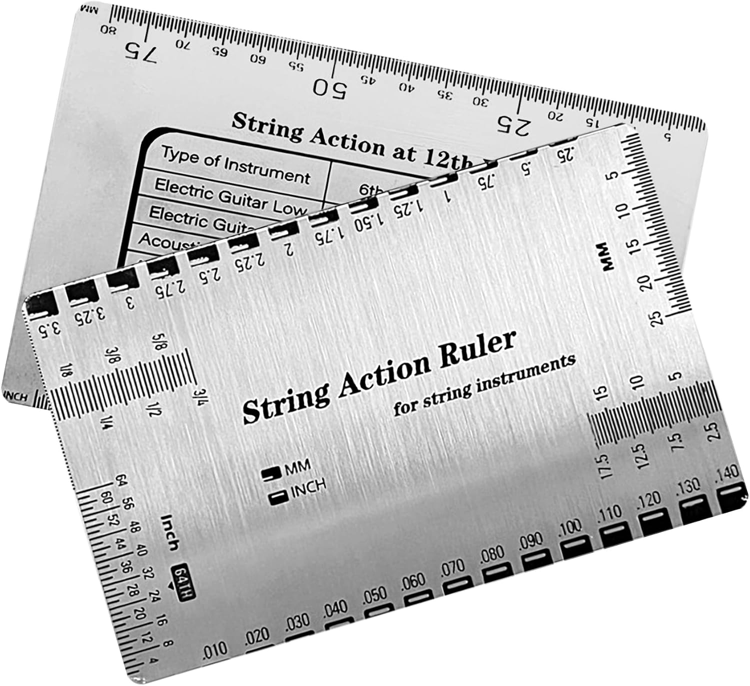 Guitar String Action Gauge - String Height Ruler, for Accurate Electric & Acoustic Guitar Setup, Bass Maintenance & Luthier Work