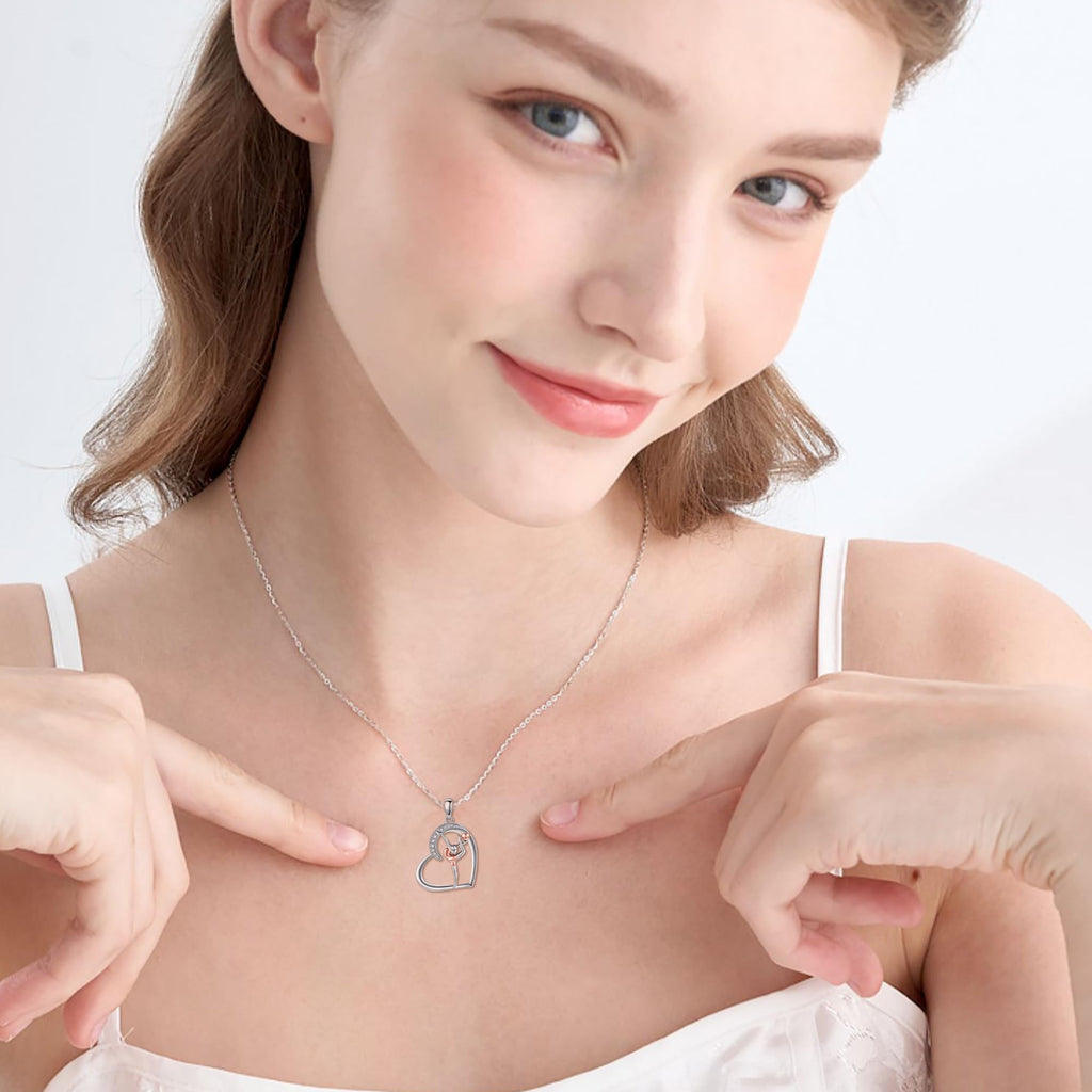 Sterling Silver S925 Ballet/Violinists/Gymnastics/Cello/Runner/Tennis/Piano/Artist Necklace Jewelry Gifts for Women Christmas Gift