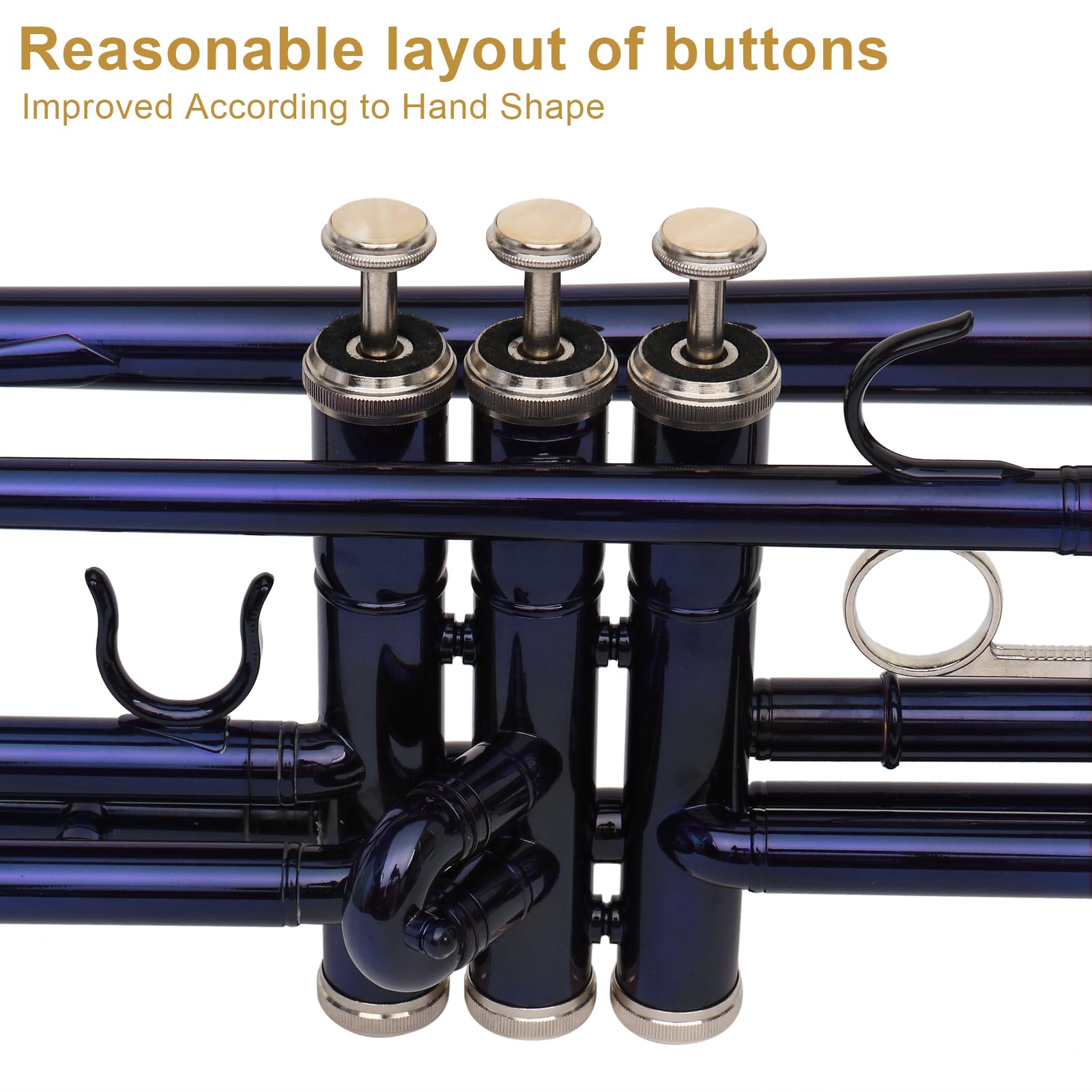 Ktaxon Bb Standard Trumpet for Beginners,Trumpet for Student with Hard Case,7C Mouthpiece,Cleaning Cloth,Gloves,Brass Instruments for Kids and Adults(Gold)