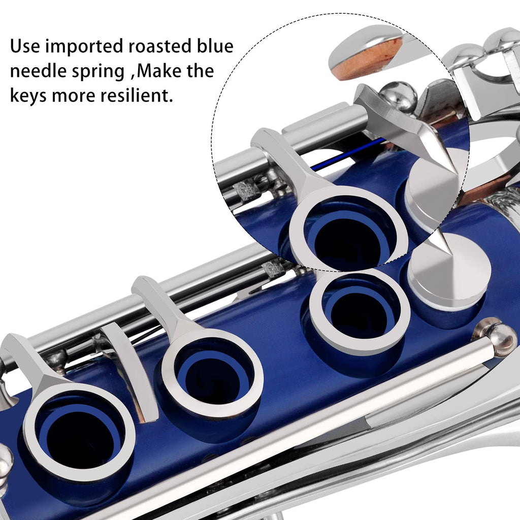 EASTROCK Bb Clarinet 17 Keys ABS Material Wide Range of Tones Particularly Beginner & Students-friendly with Using Tools and 2 Replaceable Barrels
