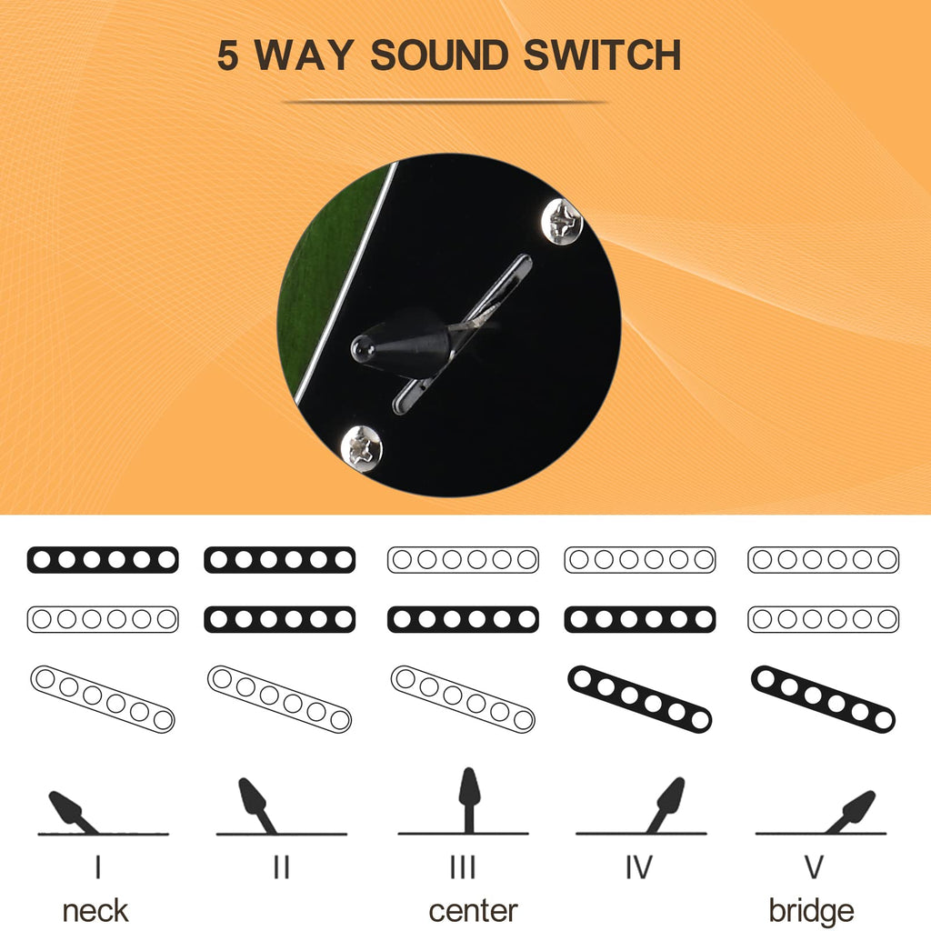 GLARRY Full Size Electric Guitar for Music Lover Beginner with 20W Amp and Accessories Pack Guitar Bag (GREEN, Left Handed 39")