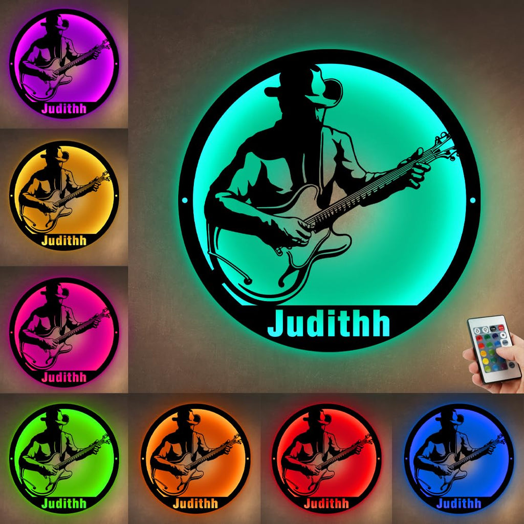 Personalzied Guitarist Name Wall Sign LED Lights Custom Cello Wall Art Music Neon Sign Electric Guitar Night Light Rock DJ LED Lamp Music Studio Plaque Musical Shed Name Plaque for Teacher